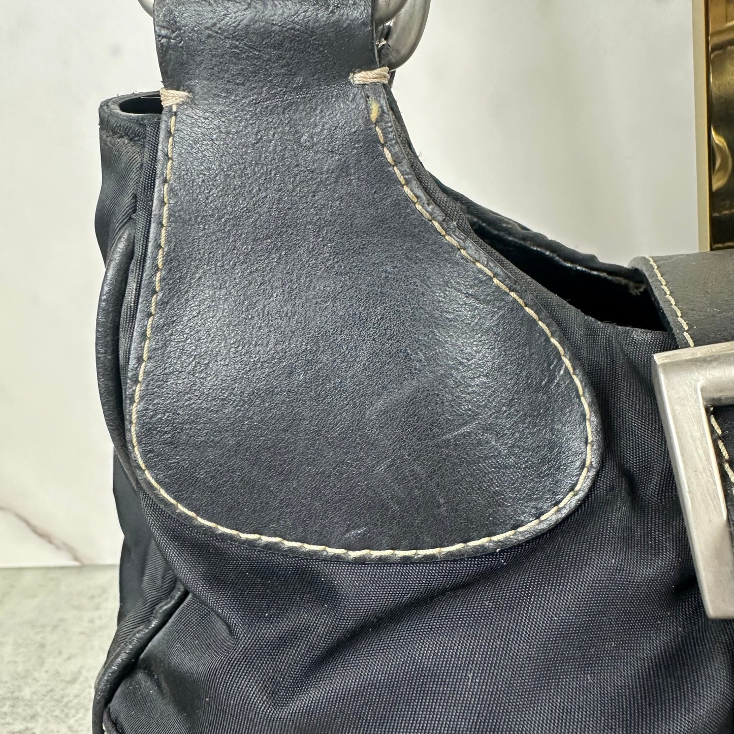 Prada Leather and Nylon Moon Bag