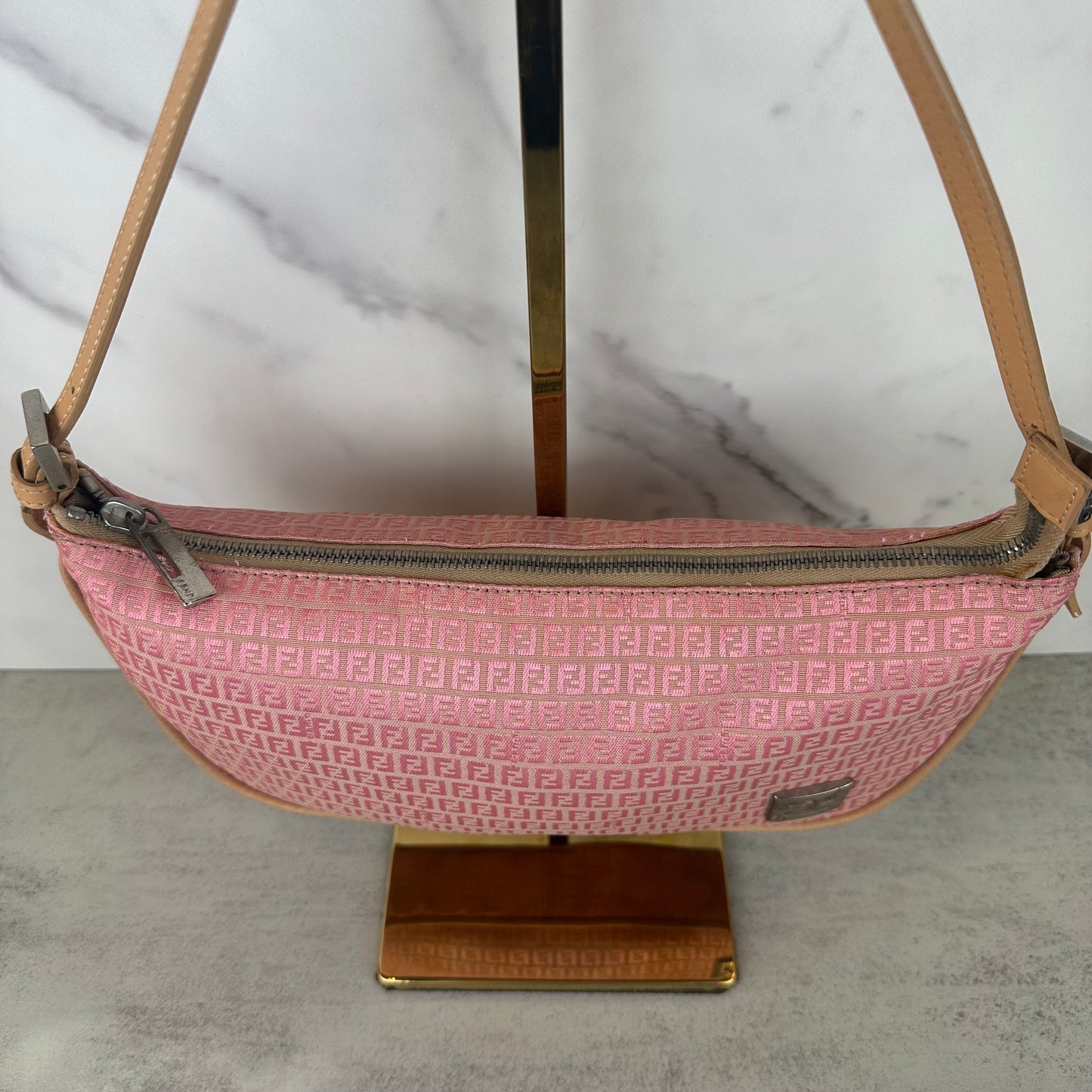 Fendi FF Pink Canvas Pochette