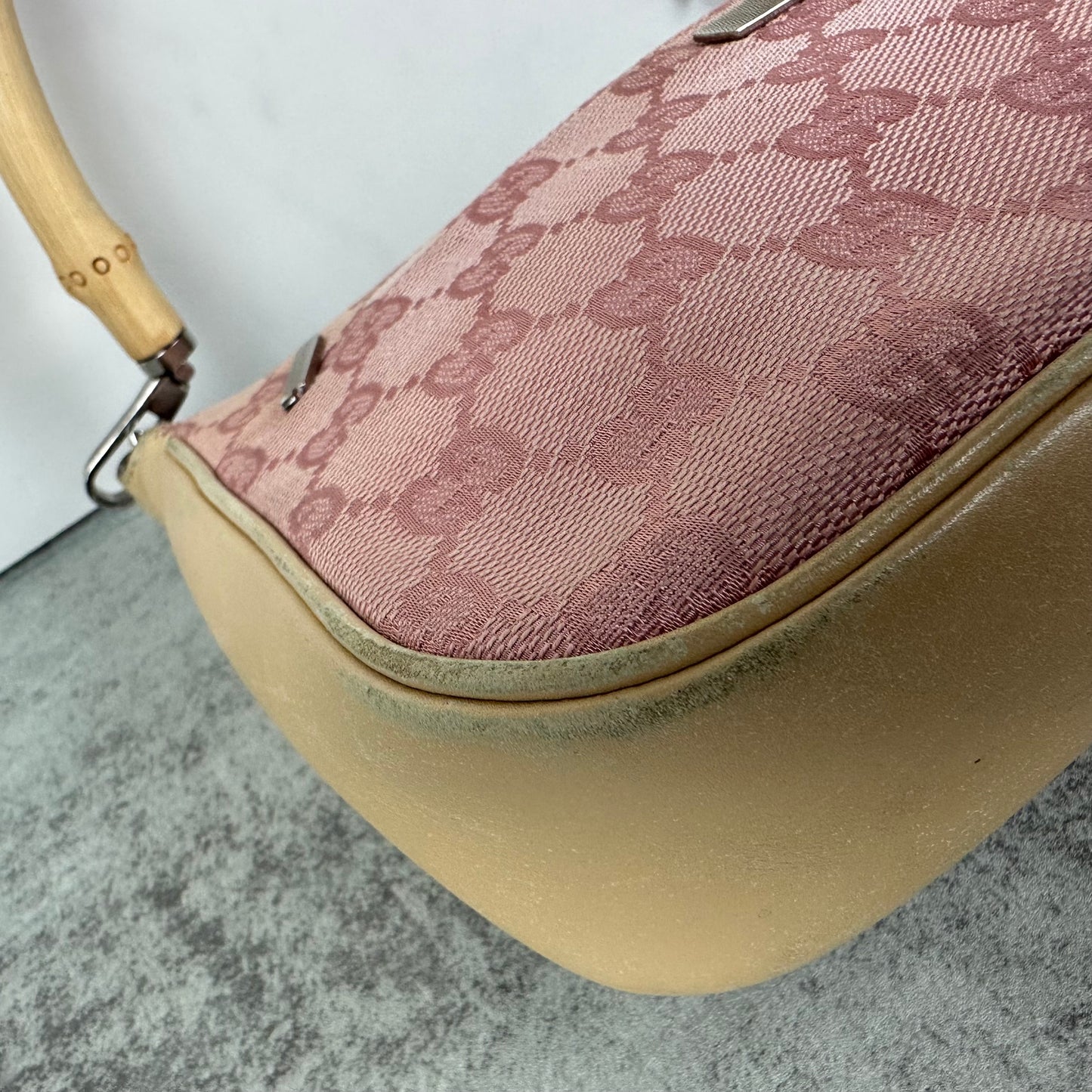 Gucci Pink Bamboo Handle Pochette
