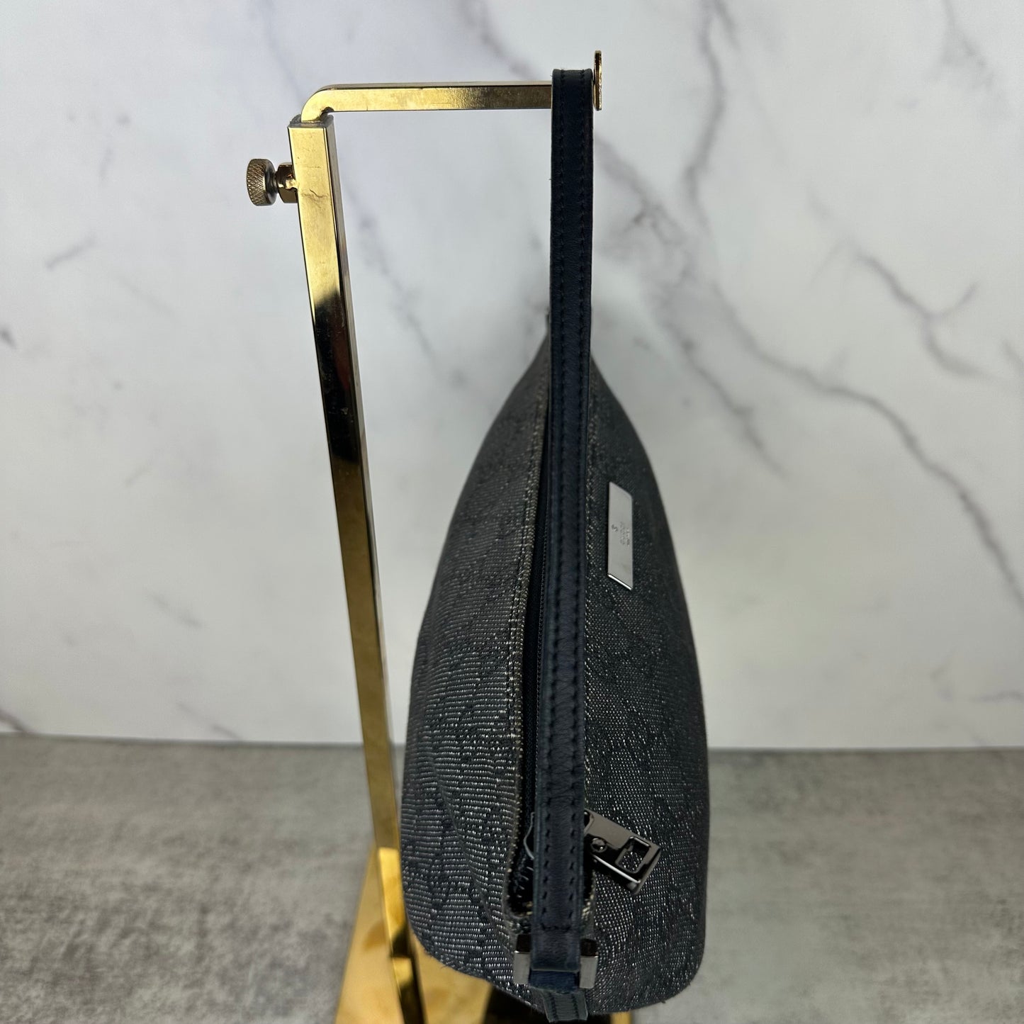Gucci Monogram Black Denim Boat Pochette