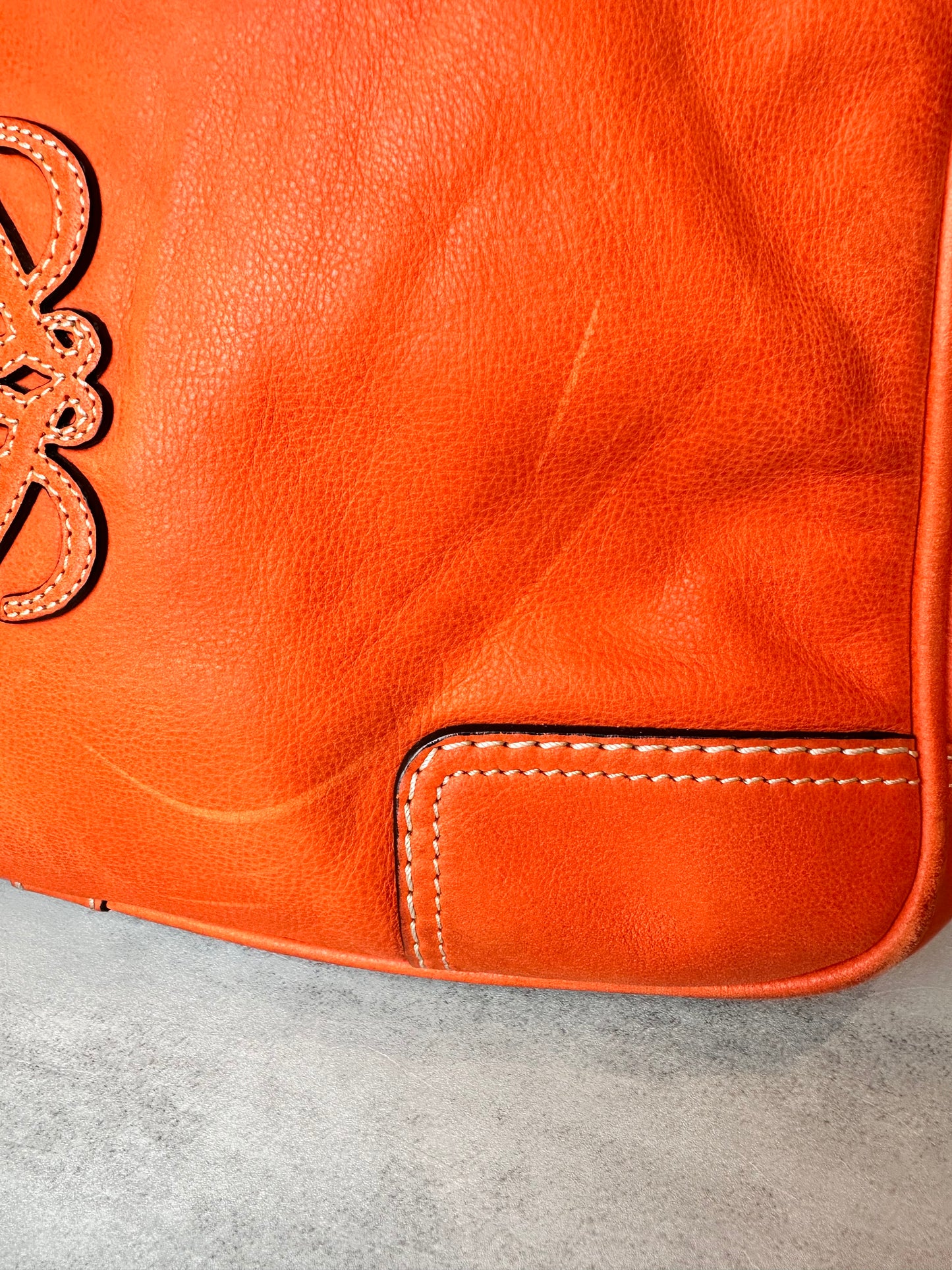 Loewe Anagram Bolso Orange Leather Tote Bag