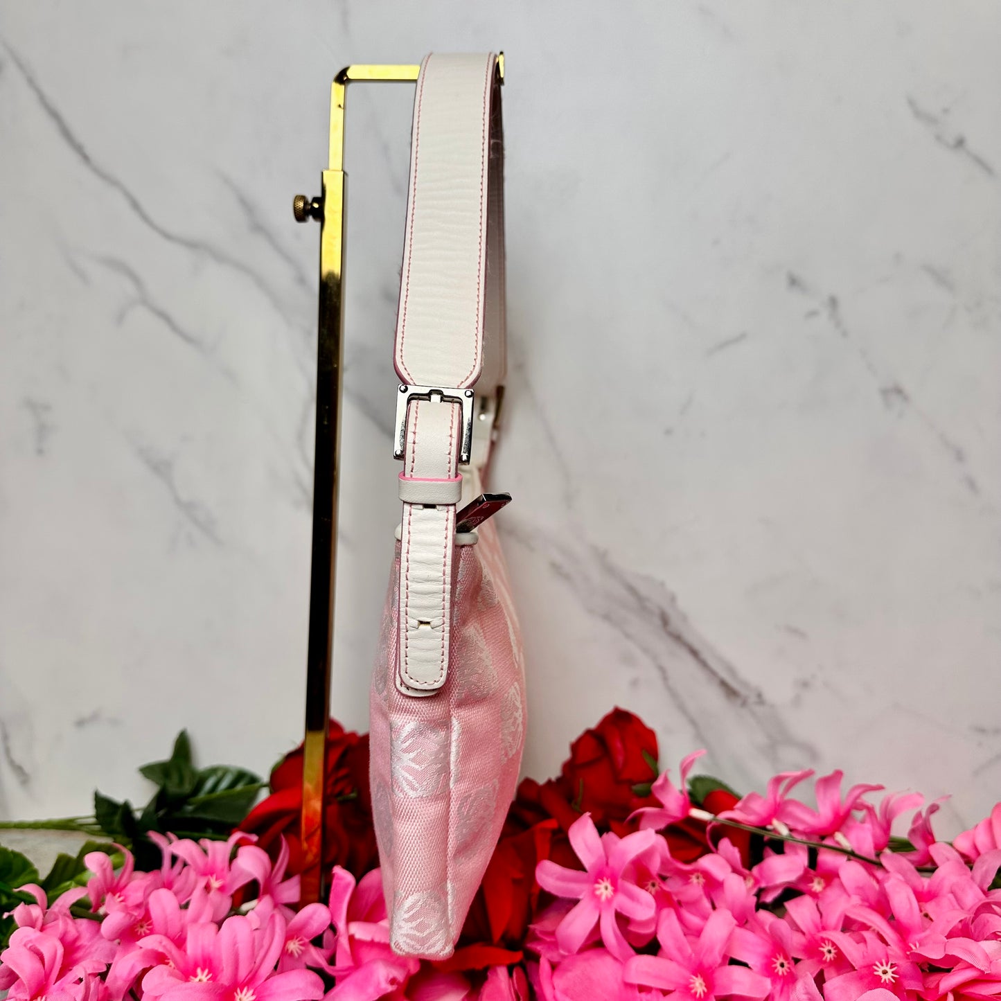 Loewe Anagram Pink Canvas & Leather Shoulder Bag