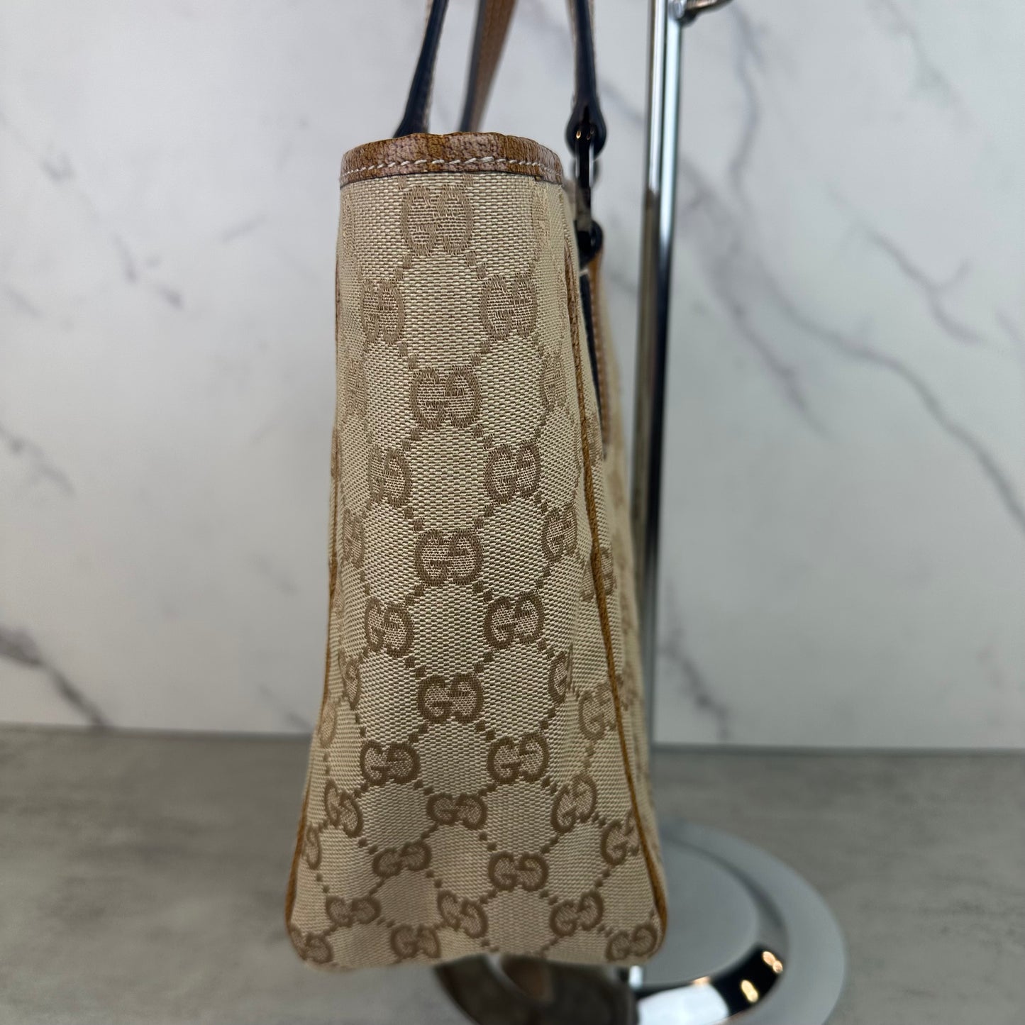 Gucci GG Monogram Canvas & Leather Tote