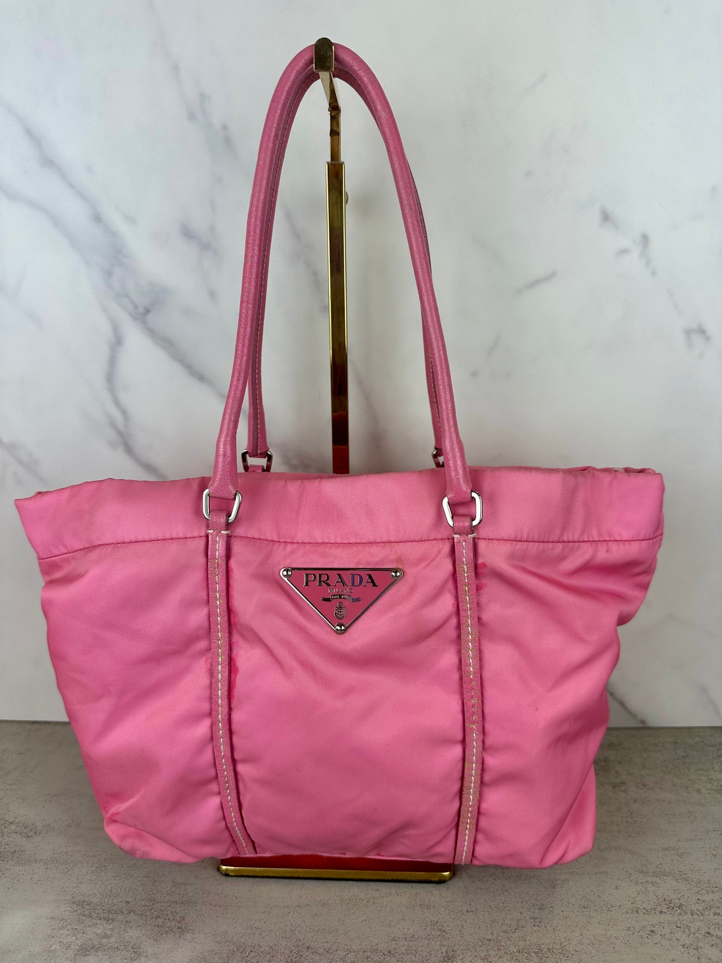 Prada Pink Nylon & Leather Tote