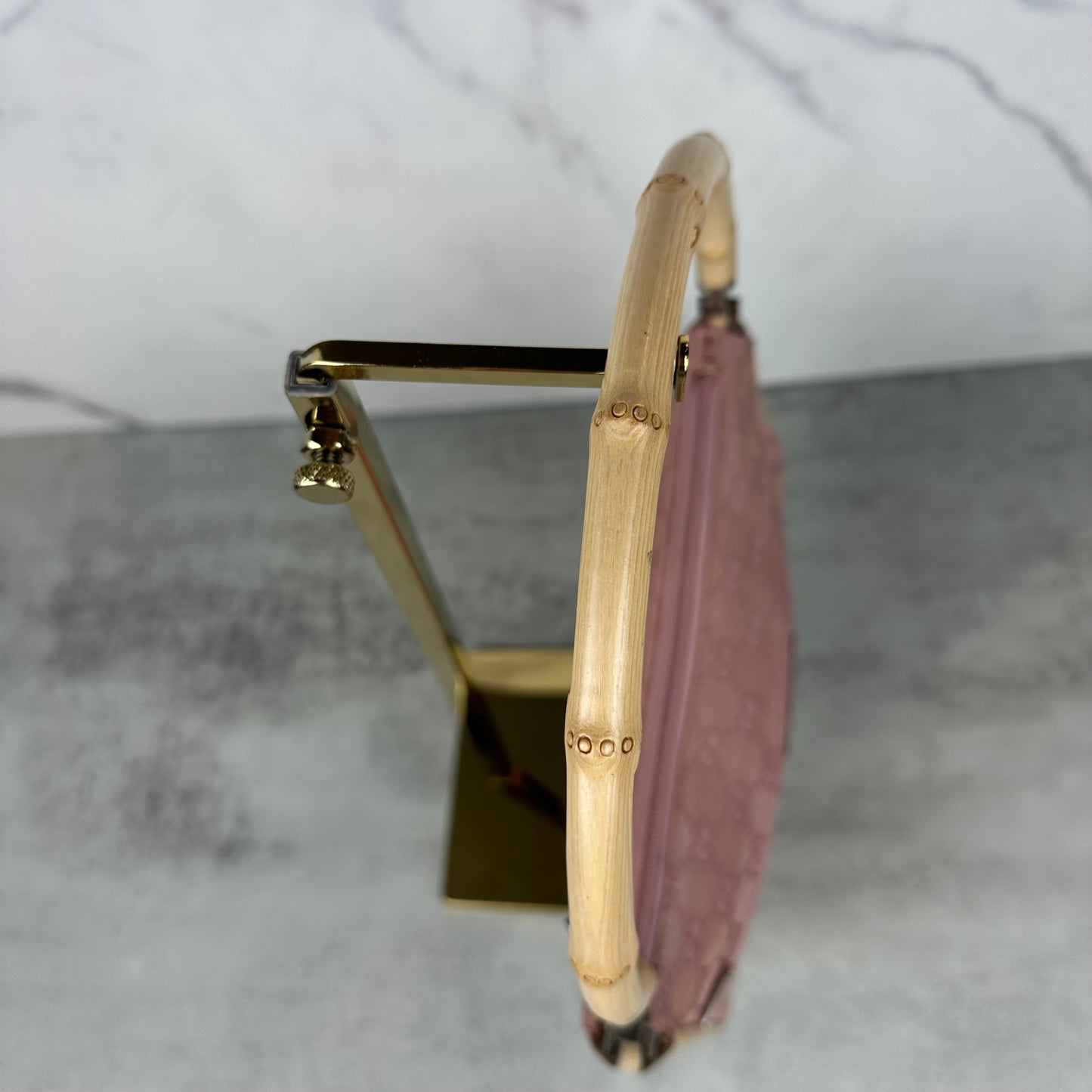 Gucci Pink Bamboo Handle Pochette