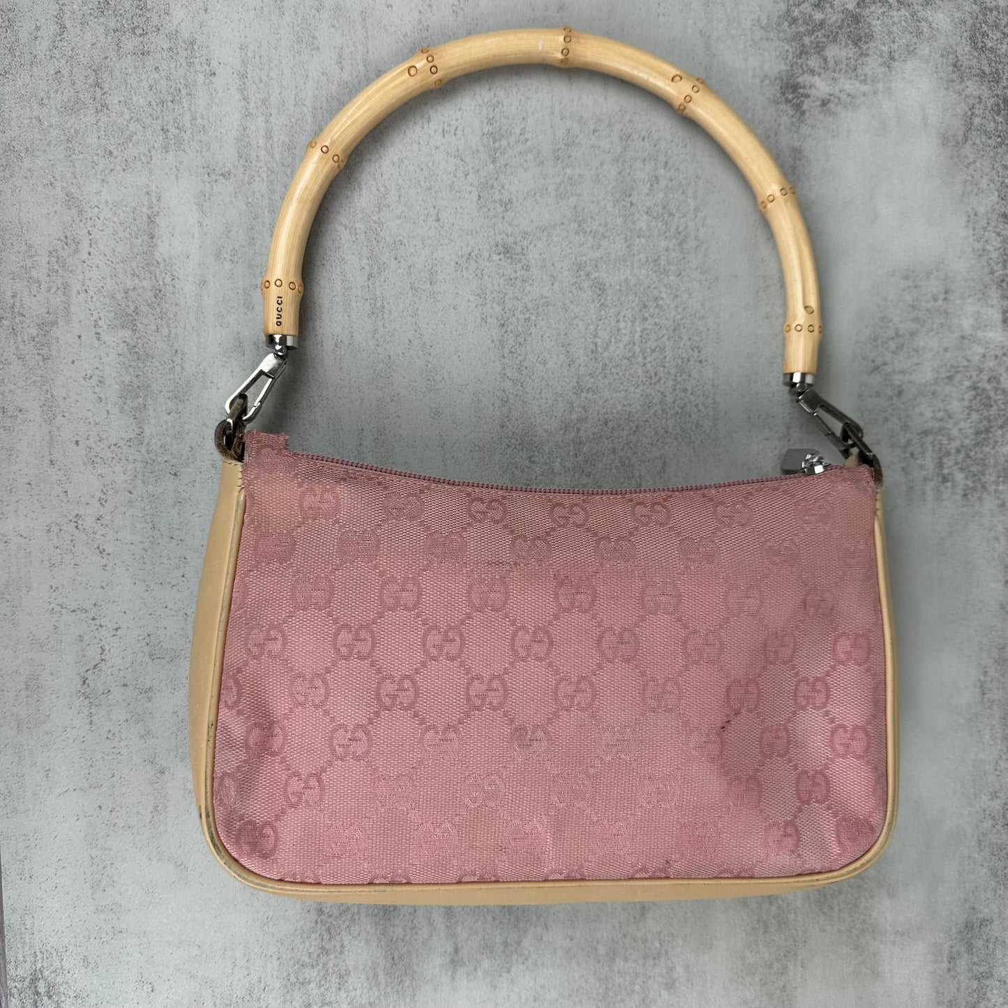 Gucci Pink Bamboo Handle Pochette