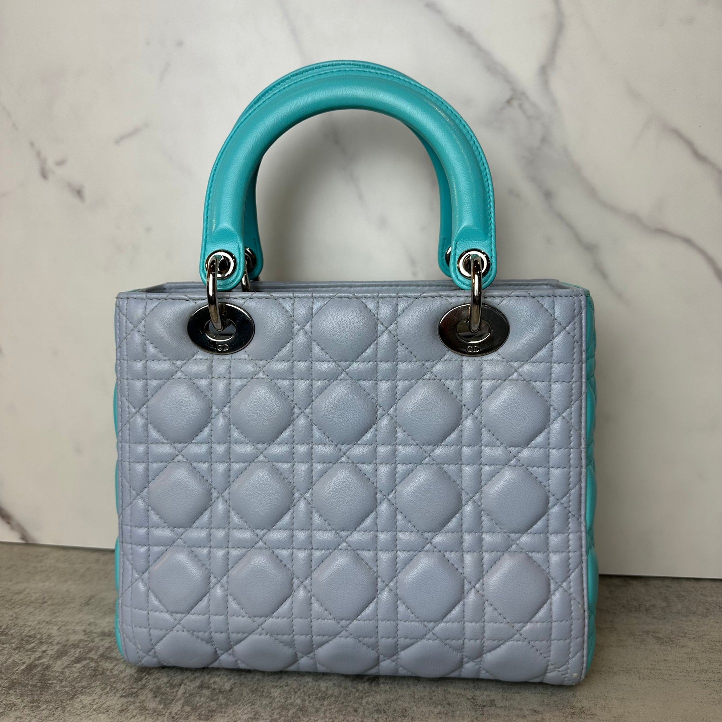 Christian Dior Lambskin Cannage Medium Bi-Color Lady Dior