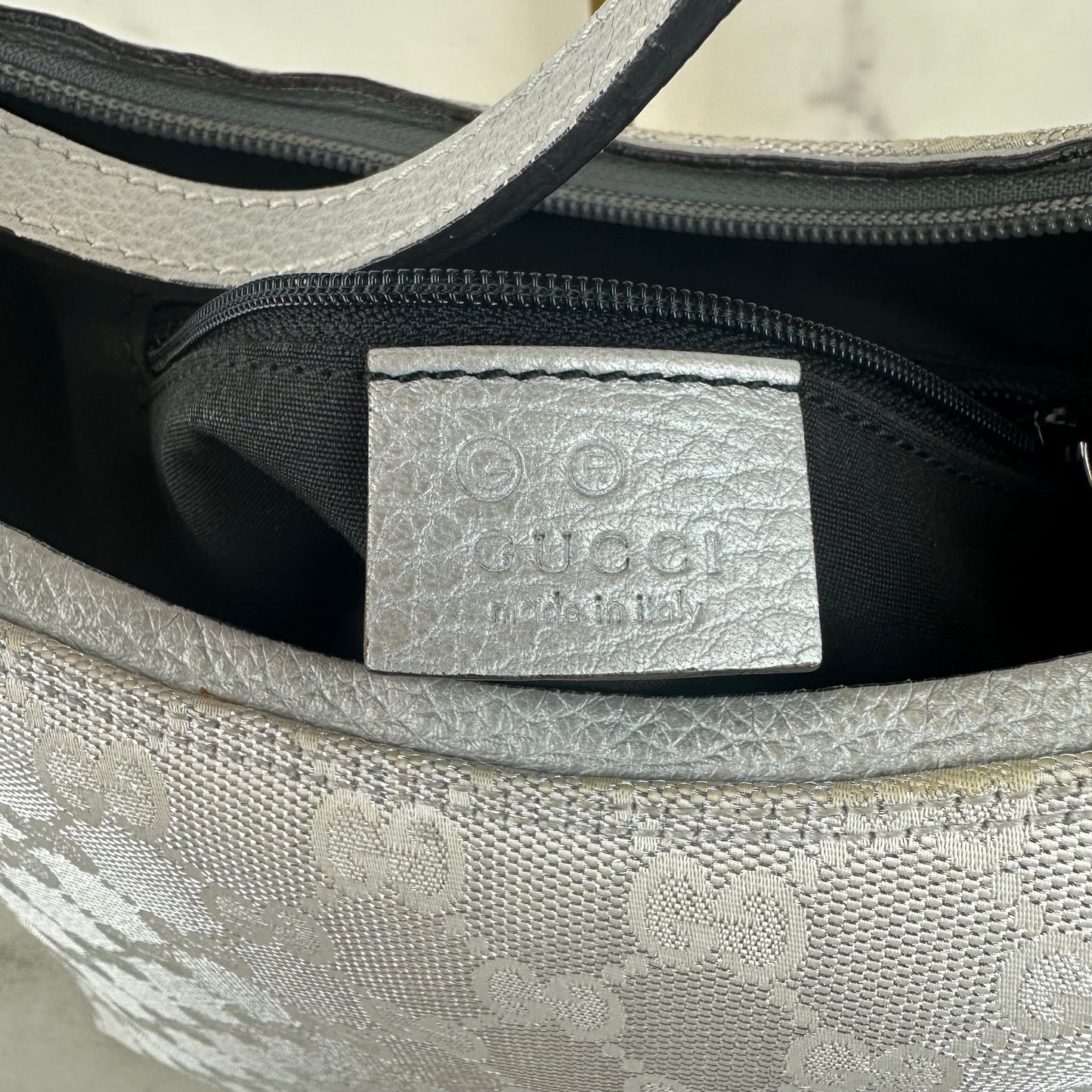 Vintage Gucci Metallic Silver GG Hobo Bag