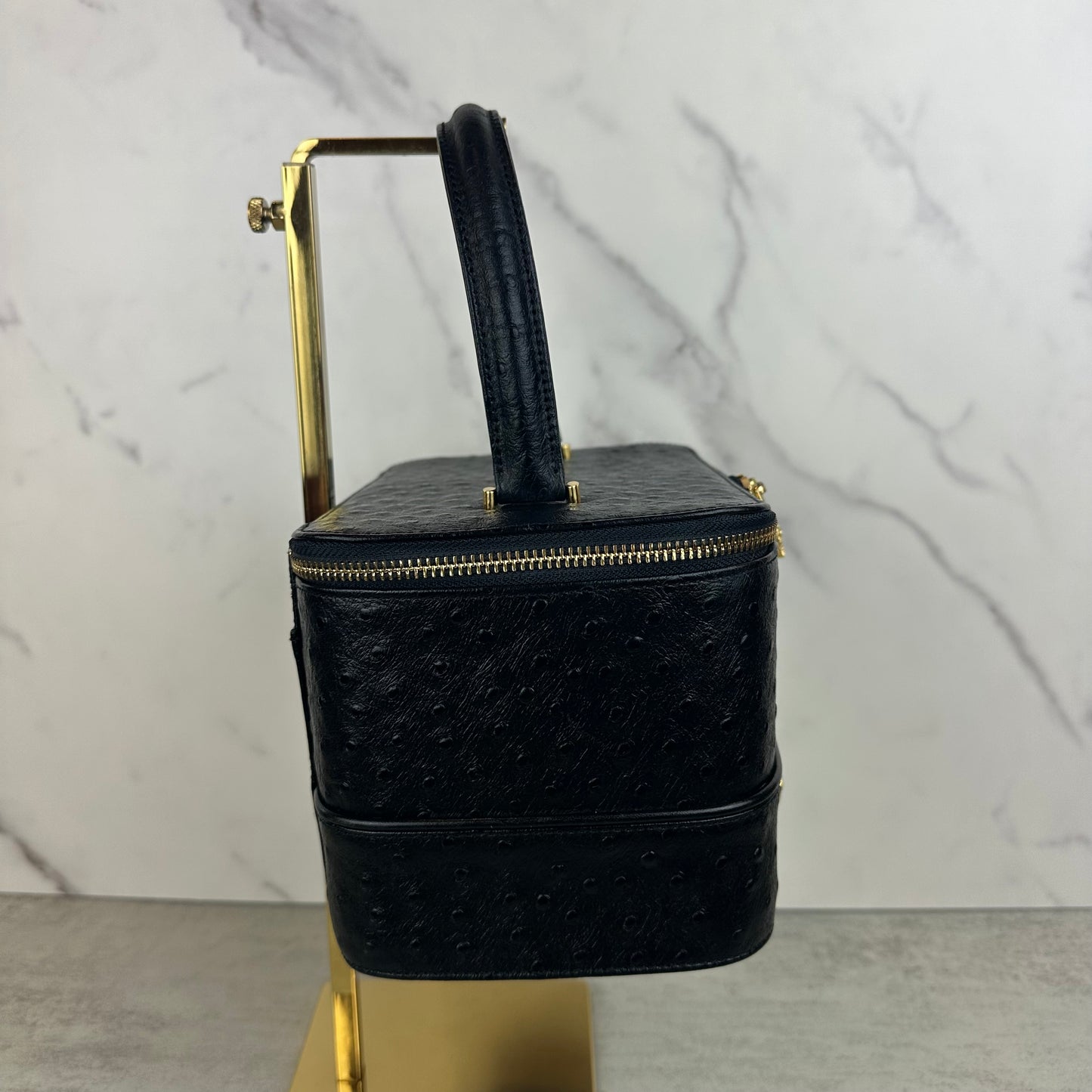 Vintage Versace Ostrich Leather Vanity Bag