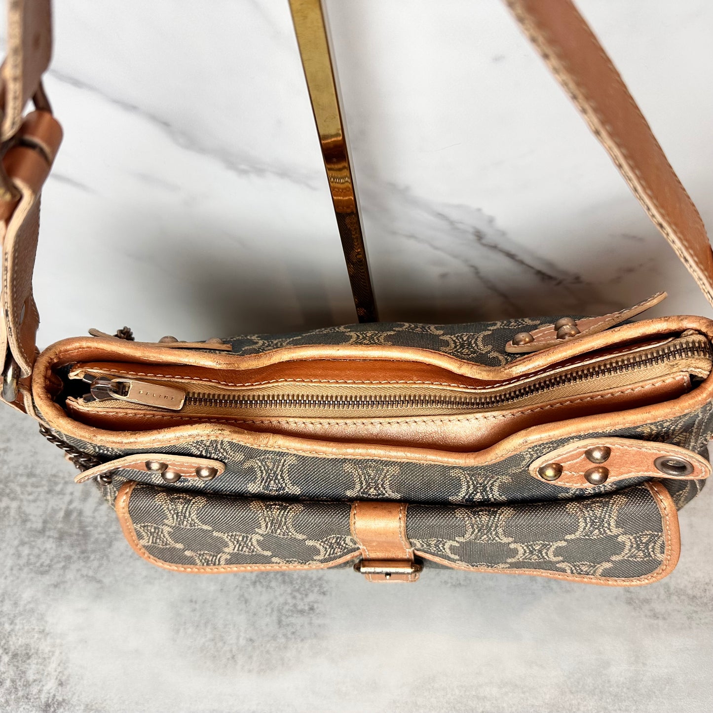 Céline Macadam Denim Shoulder Bag