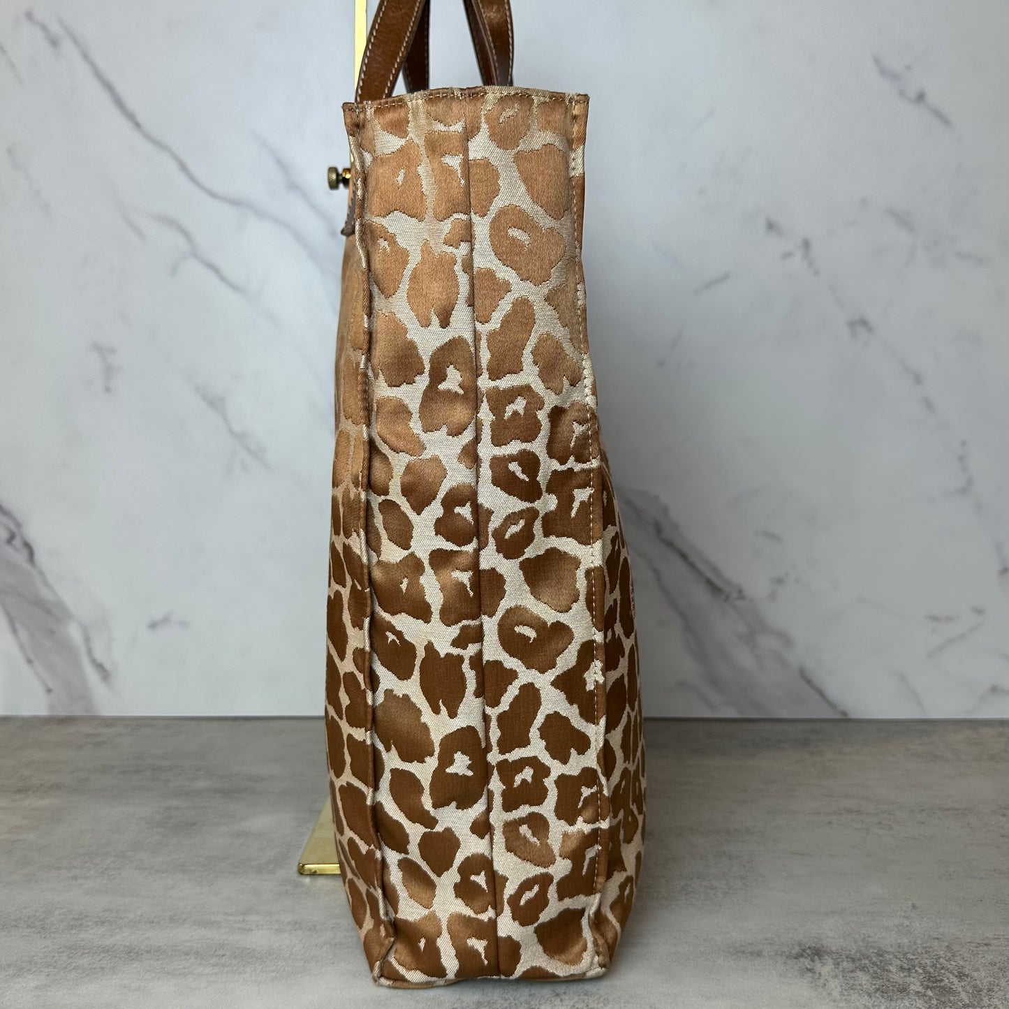 Fendi Leopard Jacquard Shopper Tote