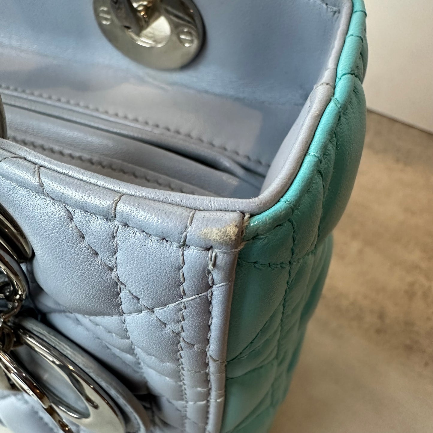 Christian Dior Lambskin Cannage Medium Bi-Color Lady Dior