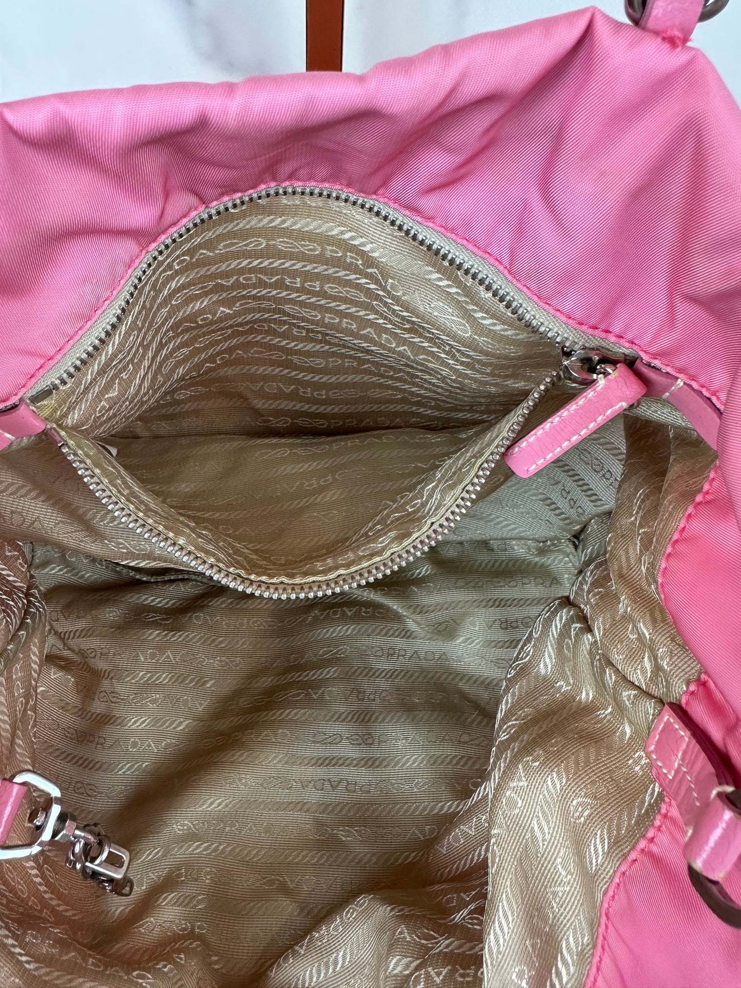 Prada Pink Nylon & Leather Tote