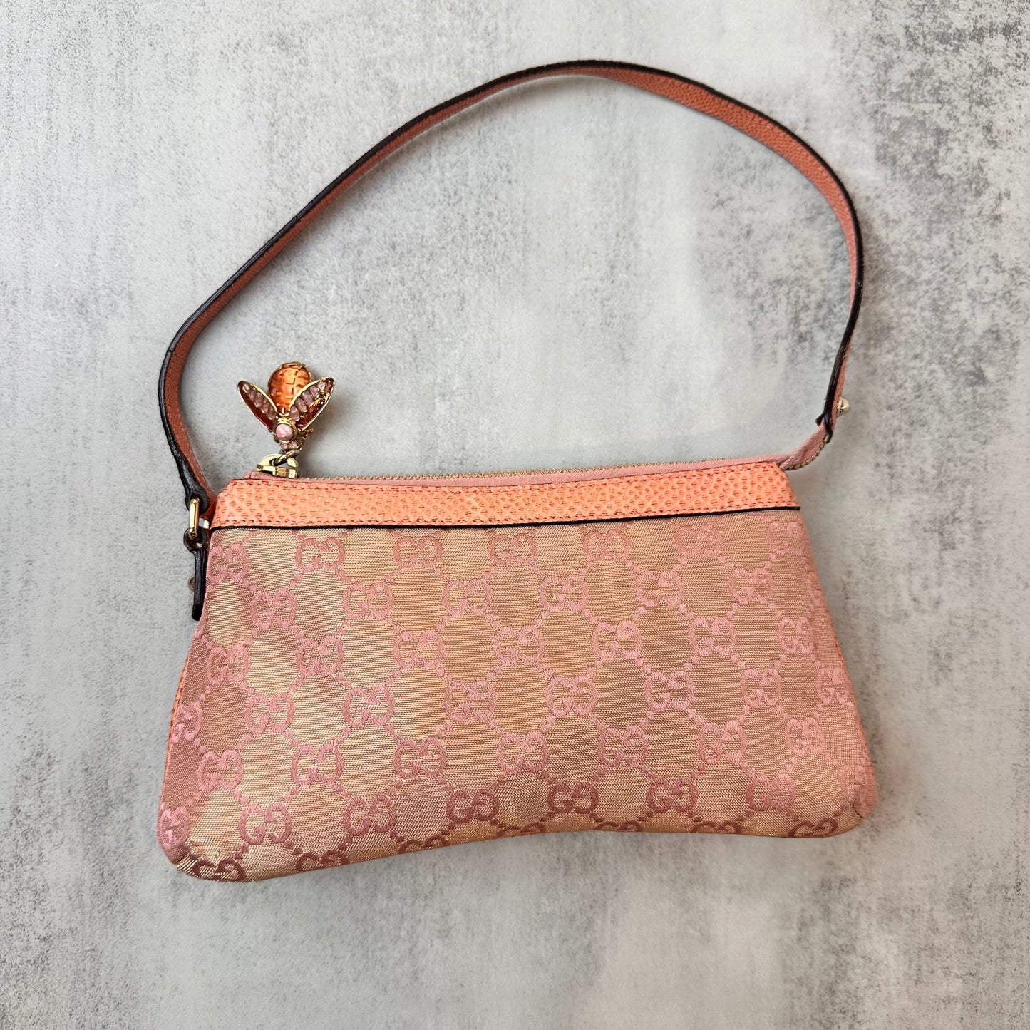 RARE Vintage Gucci Monogram Pochette with Bee Charm