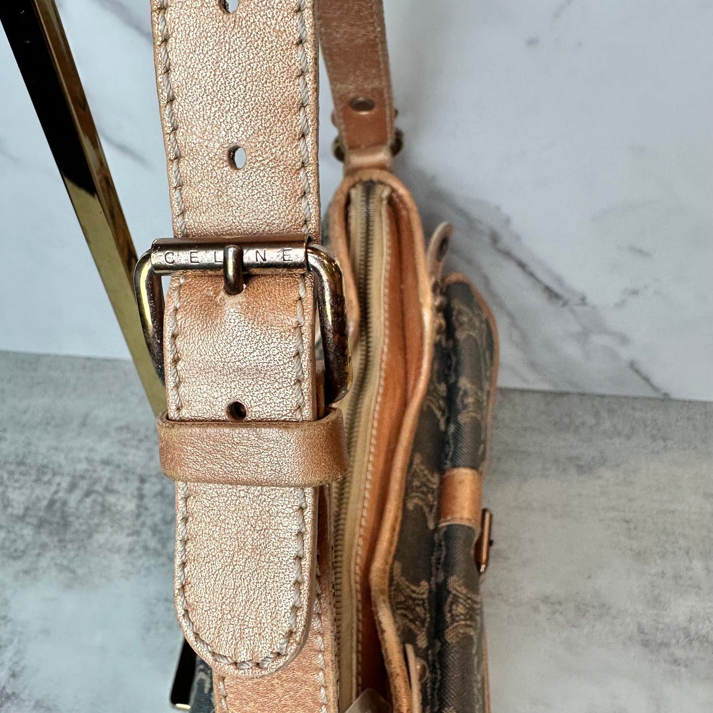 Céline Macadam Denim Shoulder Bag