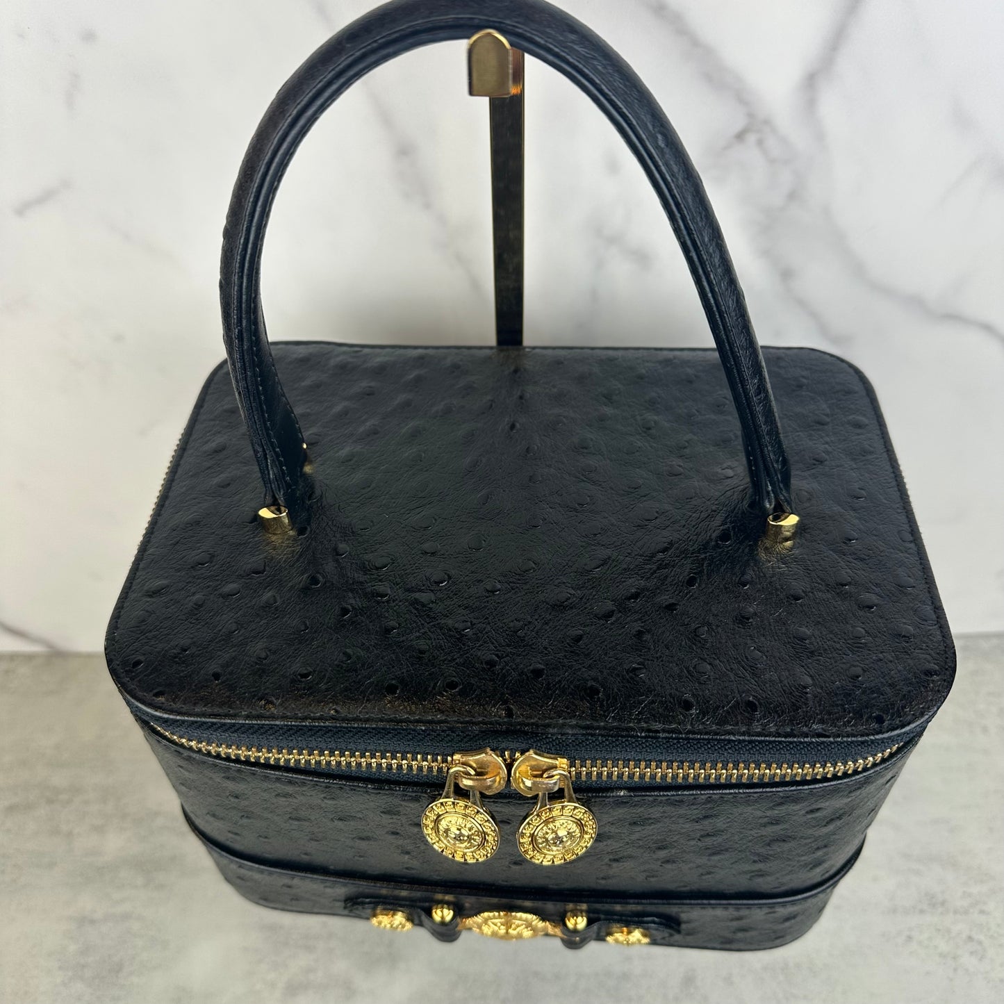 Vintage Versace Ostrich Leather Vanity Bag