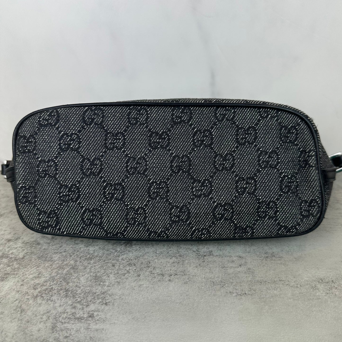 Gucci Monogram Black Denim Boat Pochette