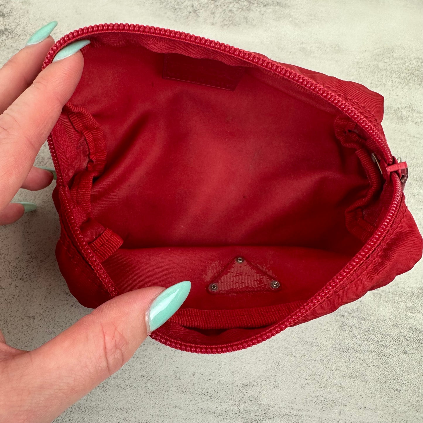 Prada Red Nylon Pouch