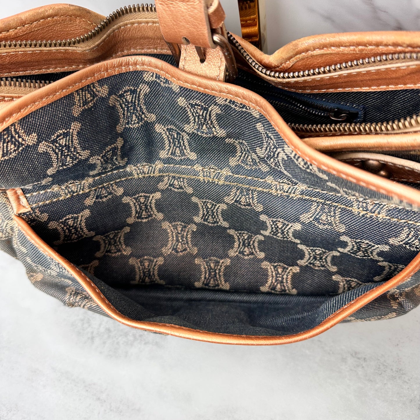 Céline Macadam Denim Shoulder Bag