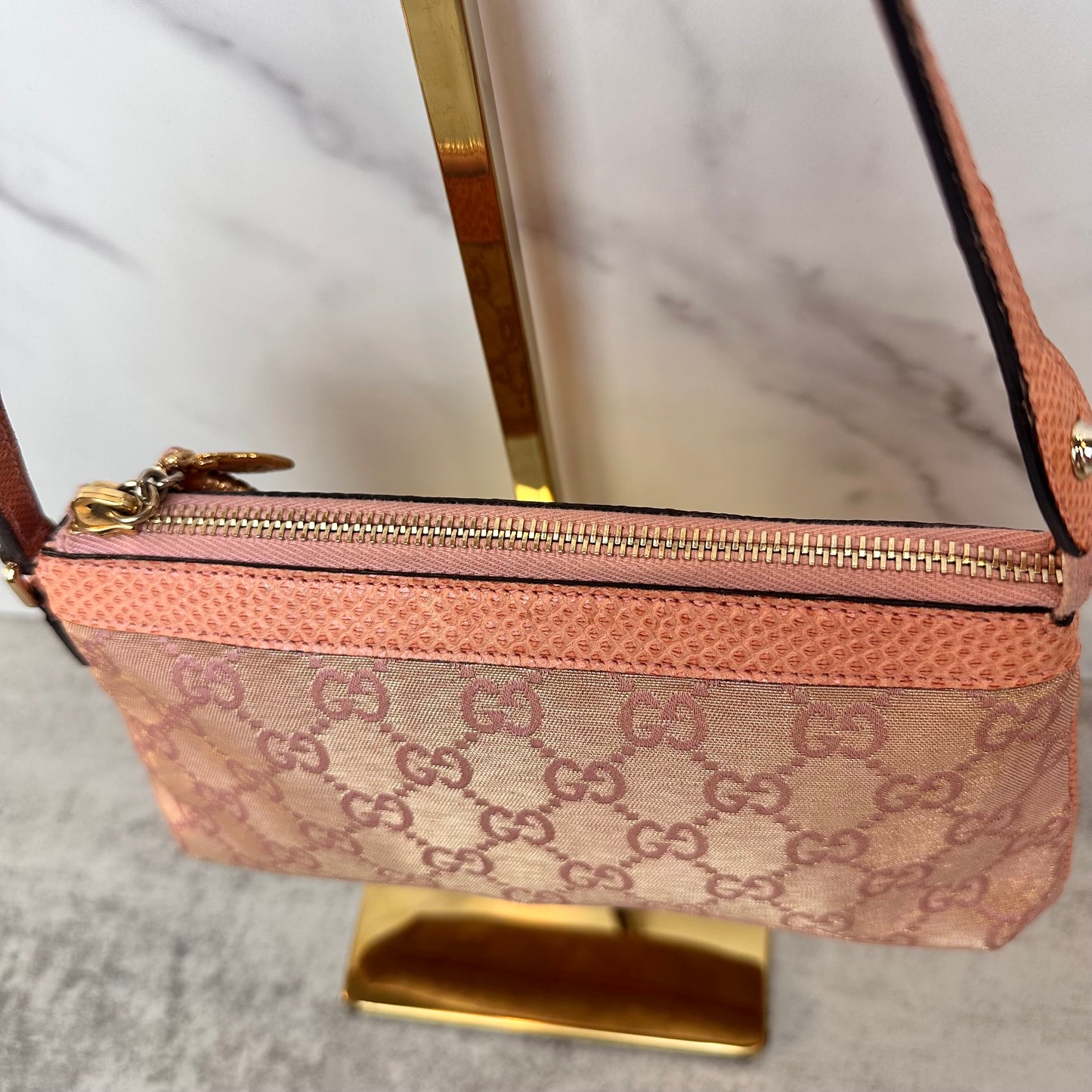 RARE Vintage Gucci Monogram Pochette with Bee Charm