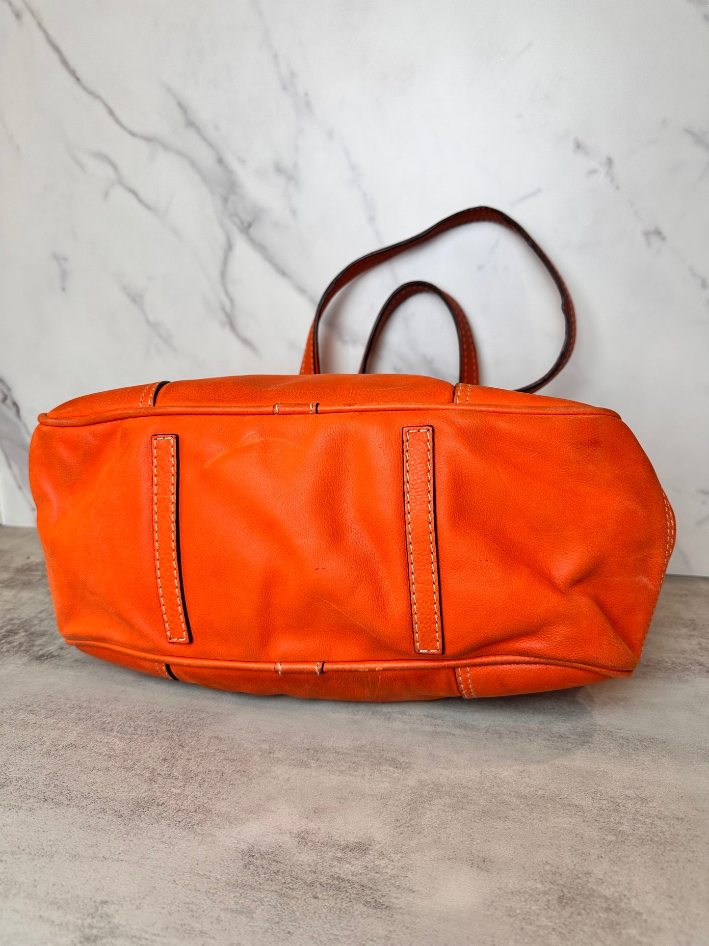 Loewe Anagram Bolso Orange Leather Tote Bag