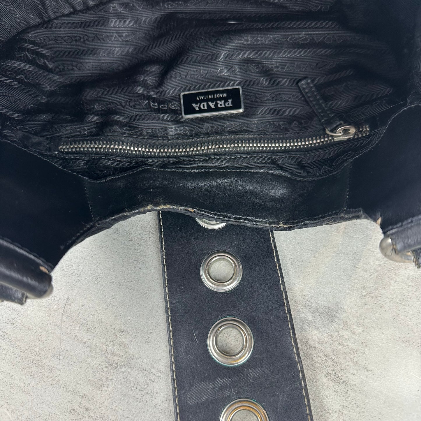 Prada Leather and Nylon Moon Bag