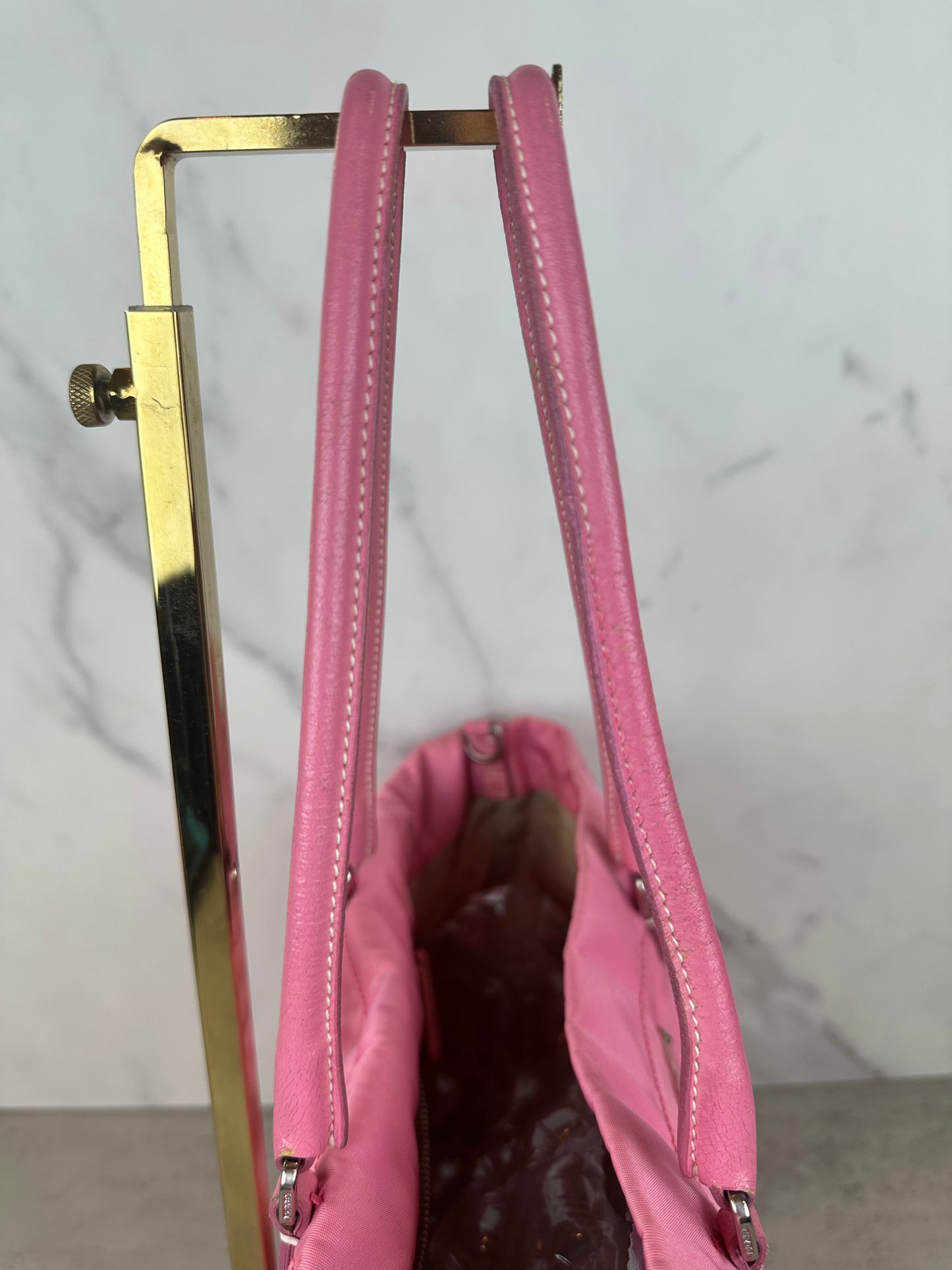 Prada Pink Nylon & Leather Tote