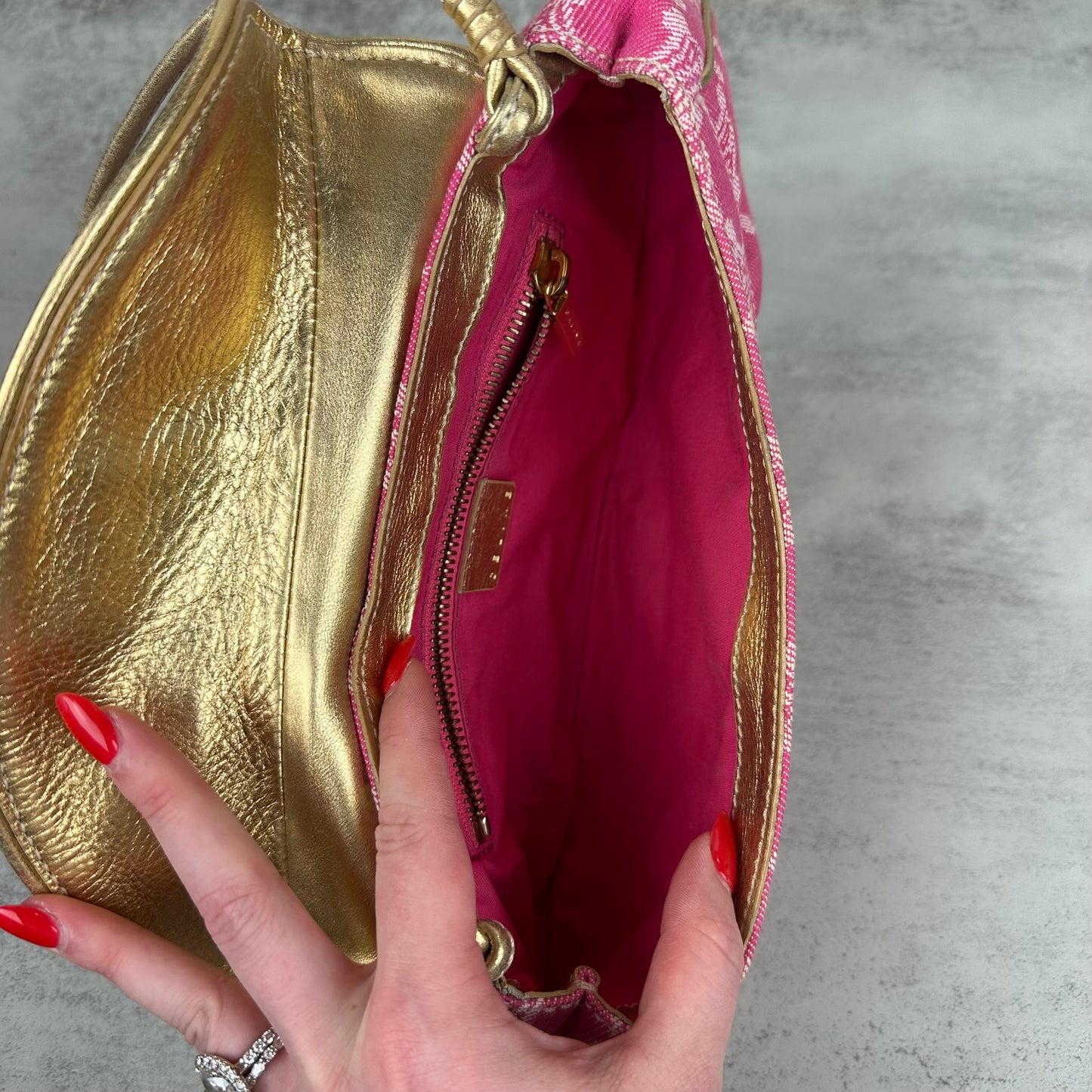 Celine Macadam Pink Denim Pochette