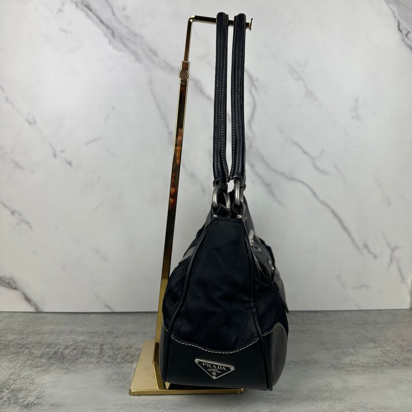 Prada Leather and Nylon Moon Bag