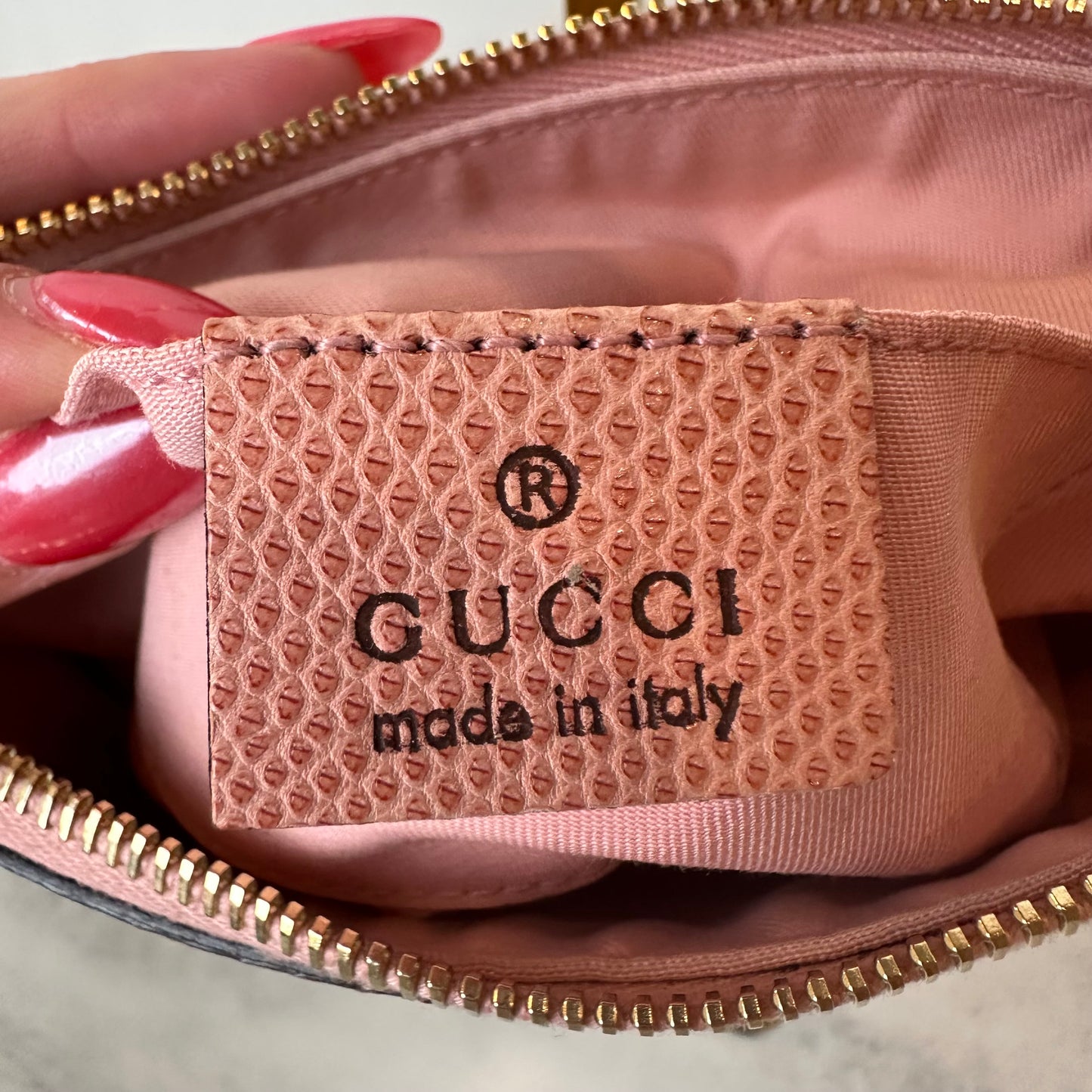 RARE Vintage Gucci Monogram Pochette with Bee Charm