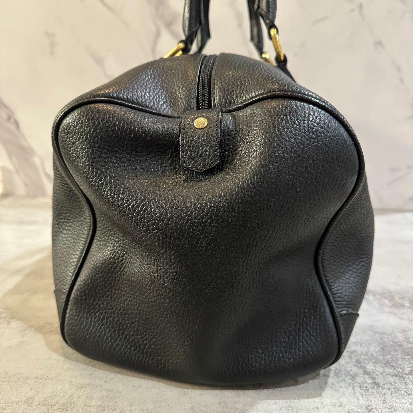 Fendi Black Pebbled Leather Boston Bag