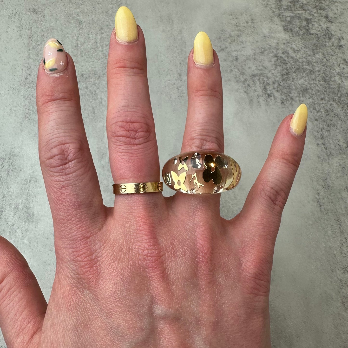 Louis Vuitton Resin Inclusion Dome Ring Size 5