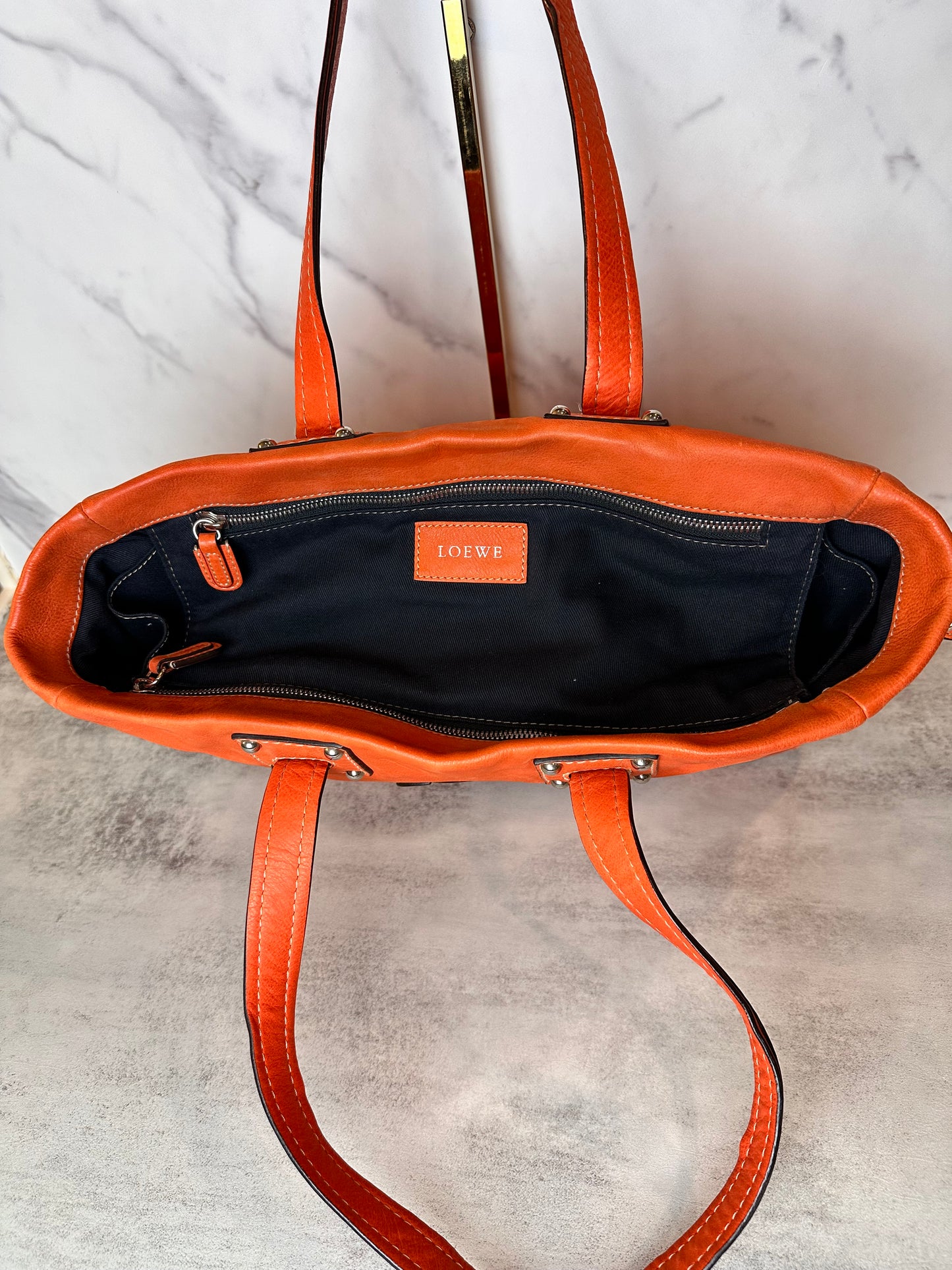 Loewe Anagram Bolso Orange Leather Tote Bag