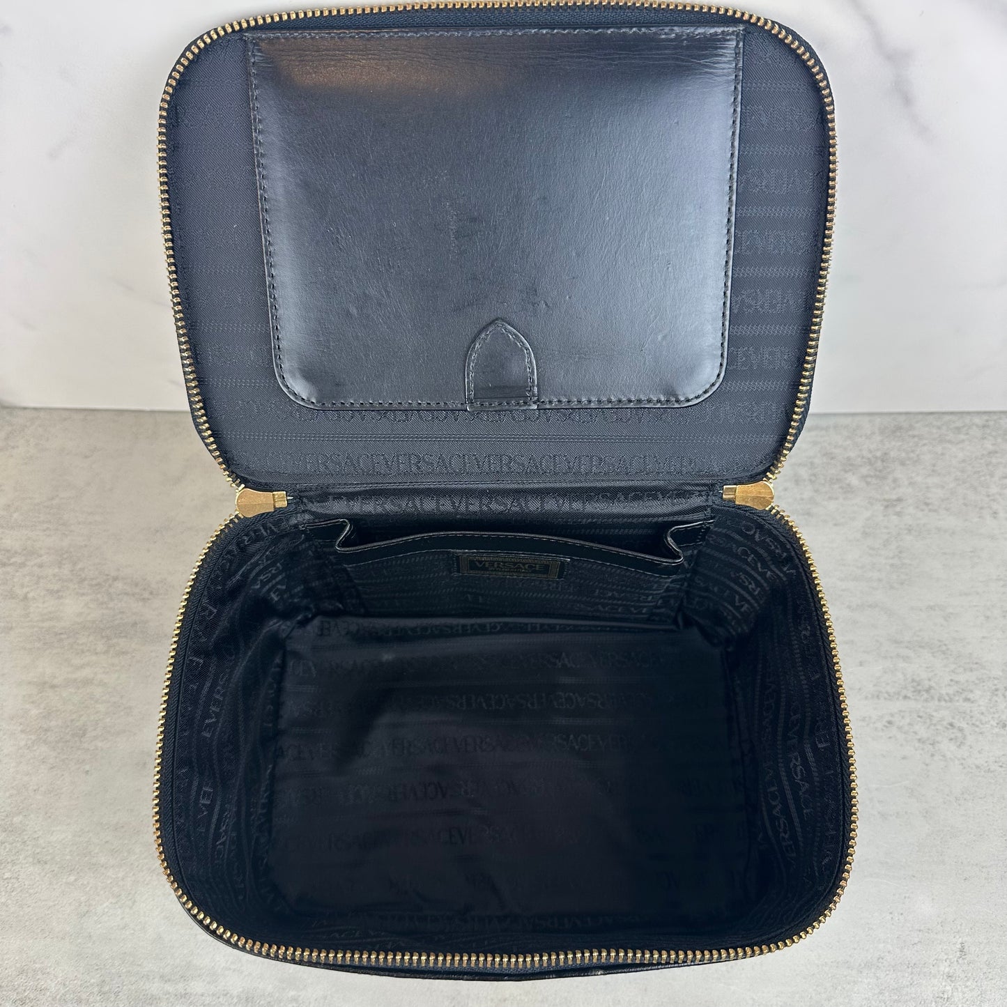 Vintage Versace Ostrich Leather Vanity Bag