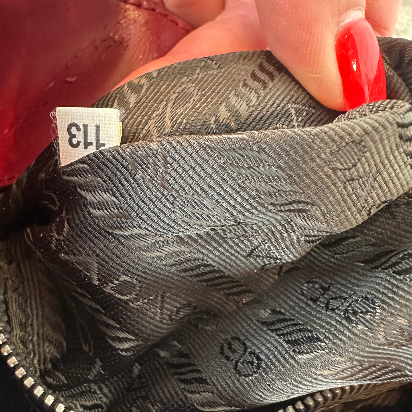 Prada Red Leather and Nylon Moon Bag