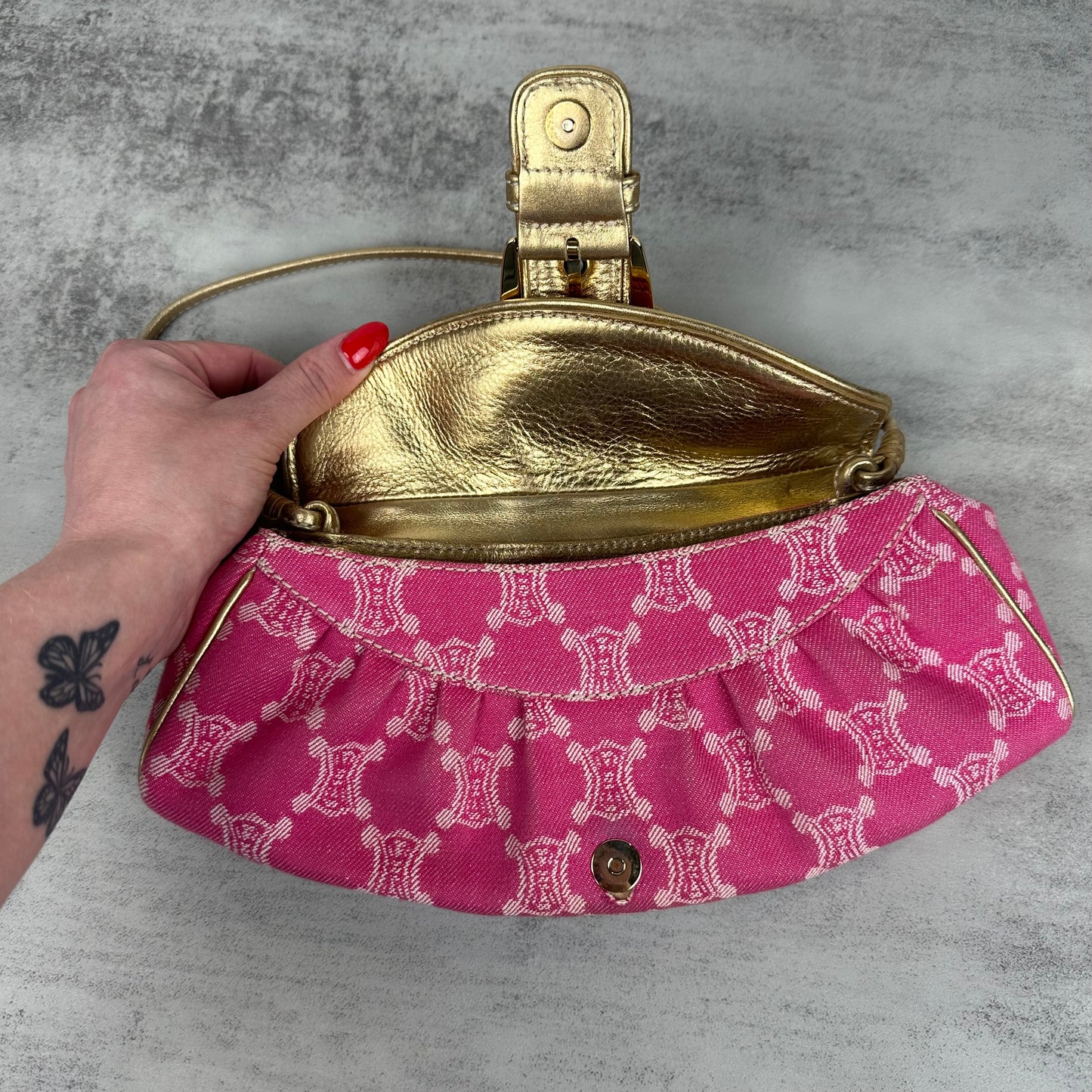 Celine Macadam Pink Denim Pochette