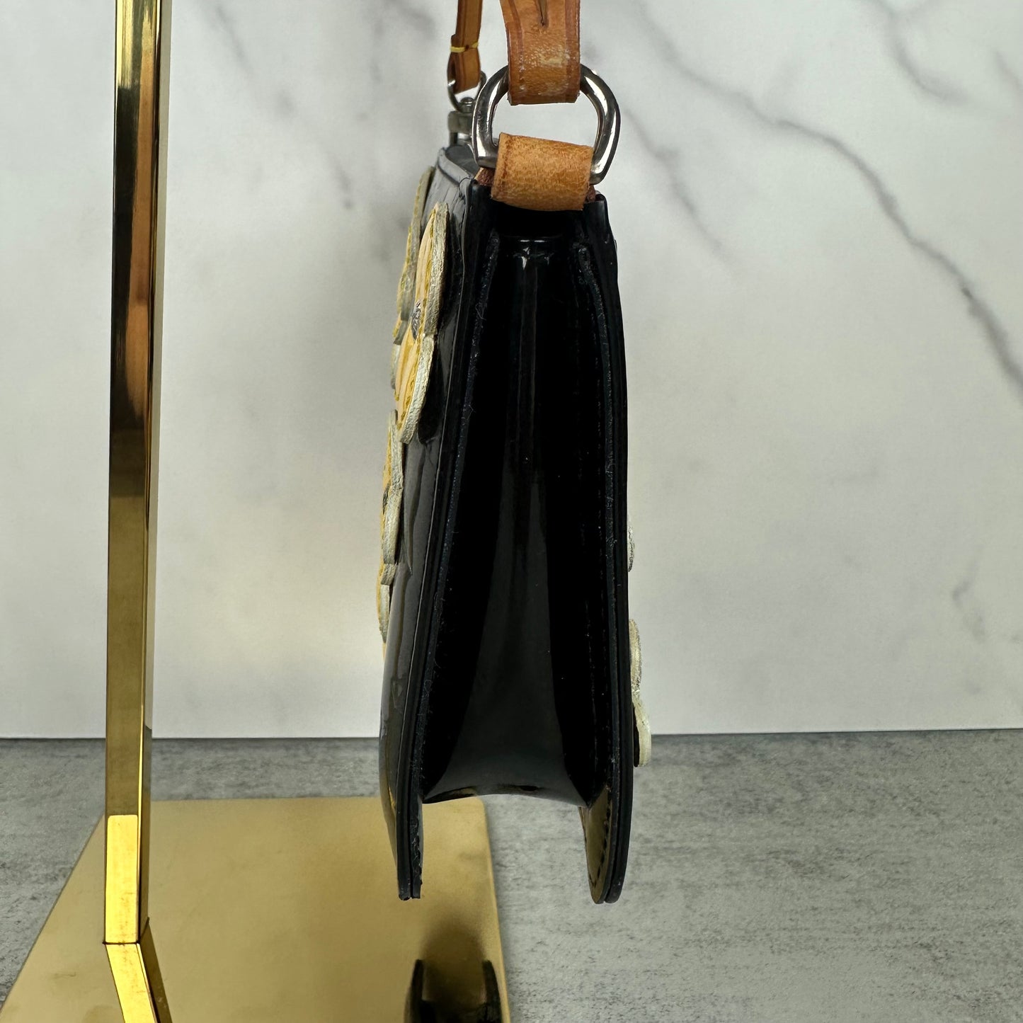 Louis Vuitton Black Monogram Vernis Flower Appliqué Lexington Pochette
