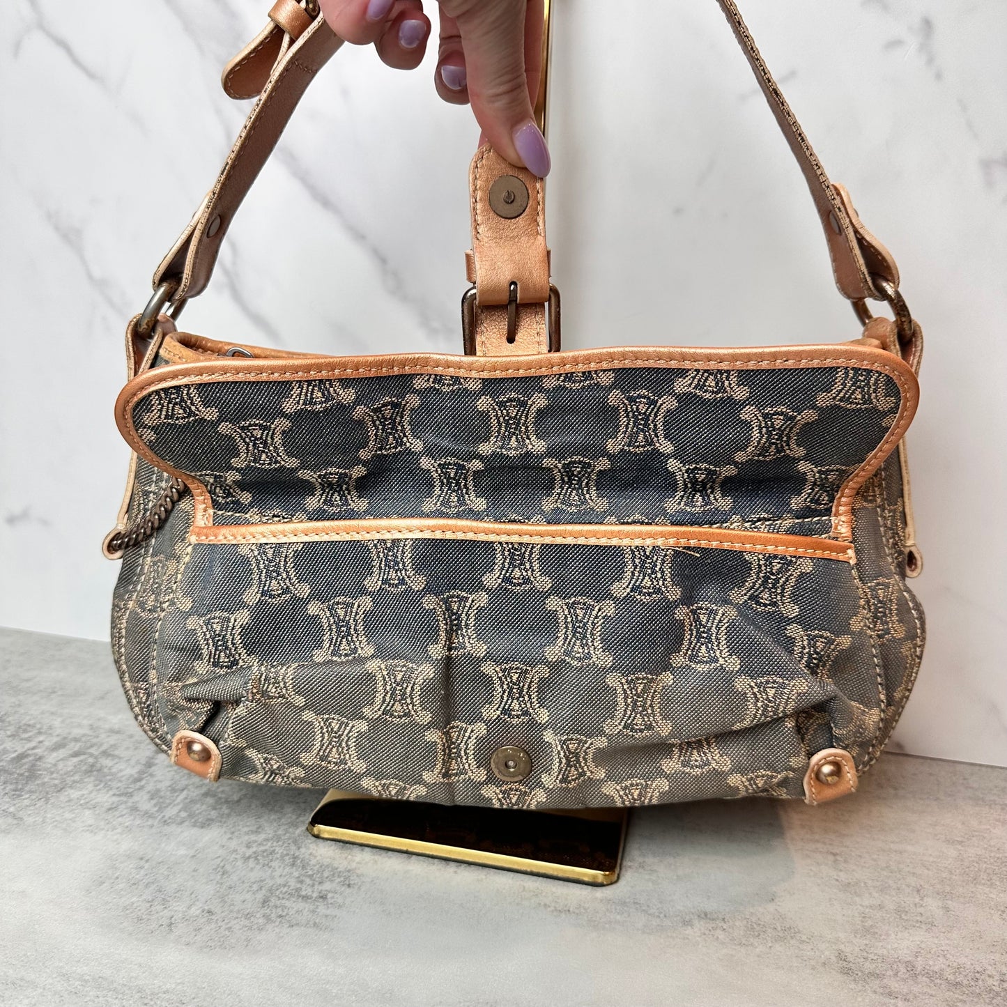 Céline Macadam Denim Shoulder Bag