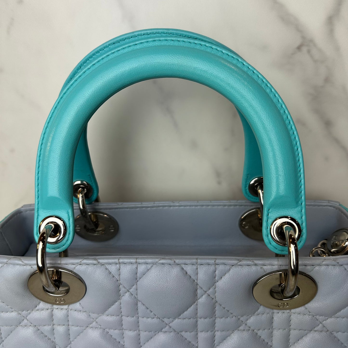 Christian Dior Lambskin Cannage Medium Bi-Color Lady Dior