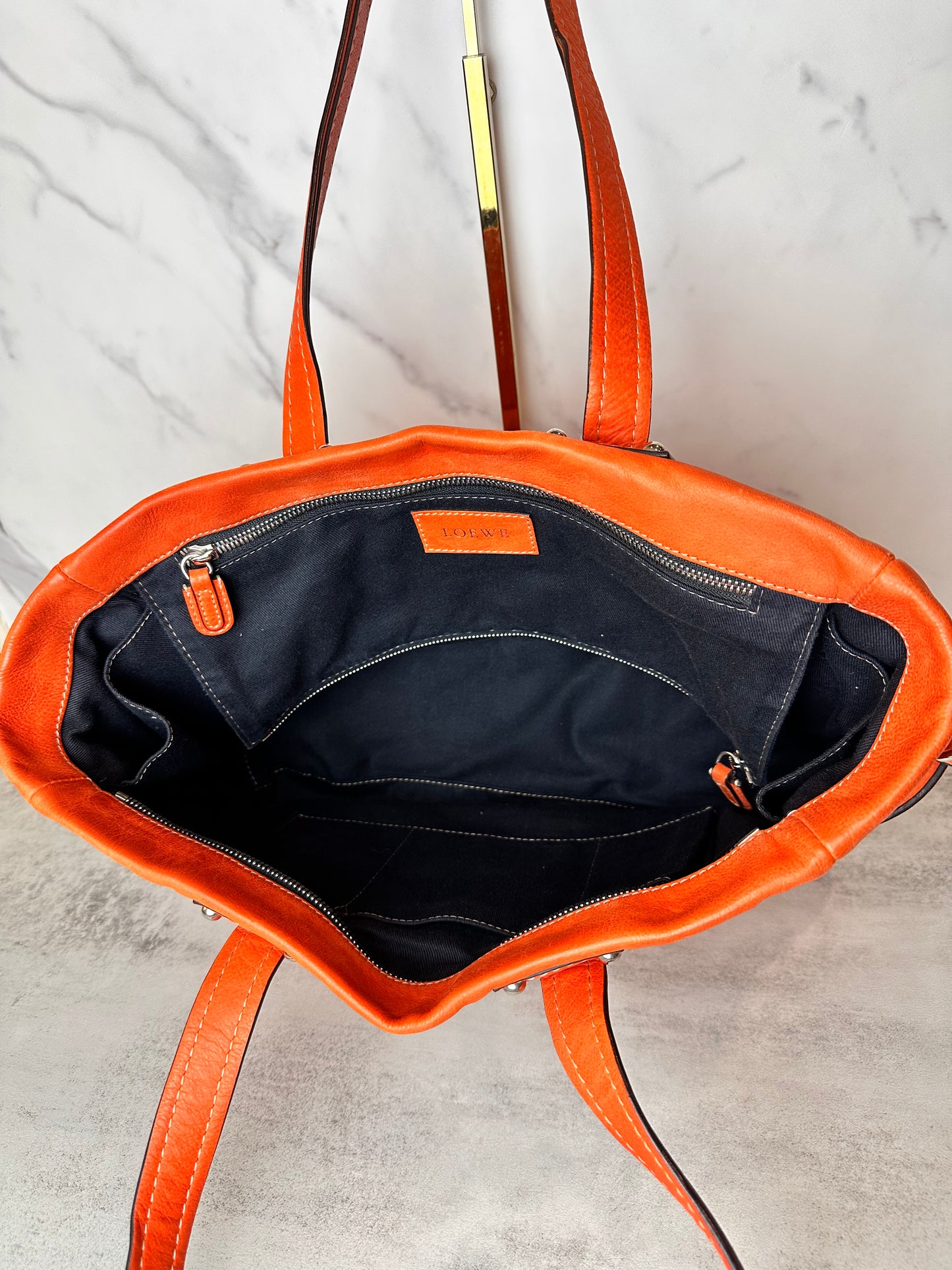Loewe Anagram Bolso Orange Leather Tote Bag