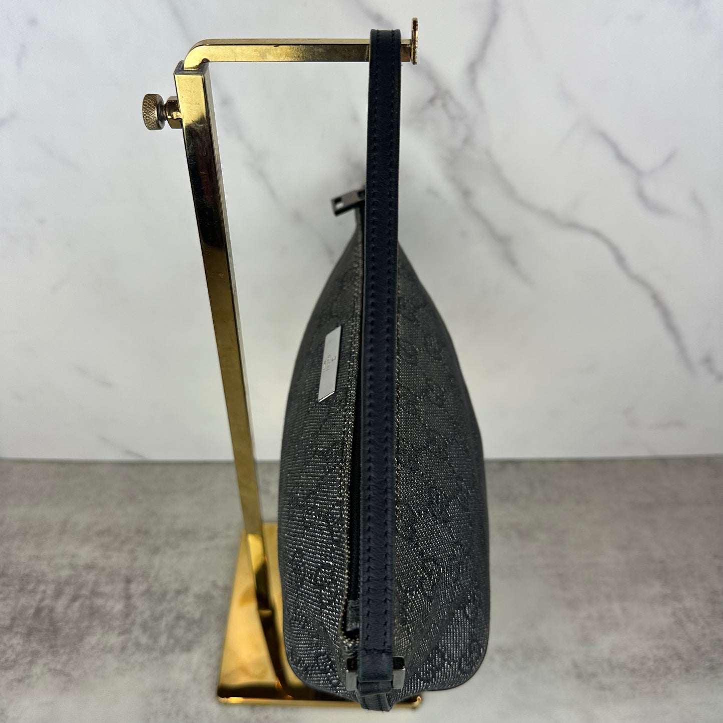 Gucci Monogram Black Denim Boat Pochette