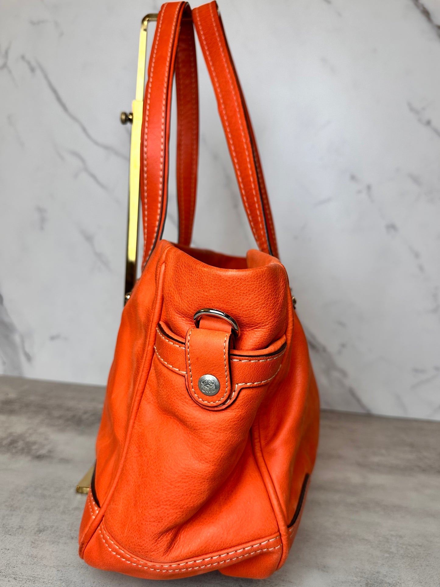 Loewe Anagram Bolso Orange Leather Tote Bag