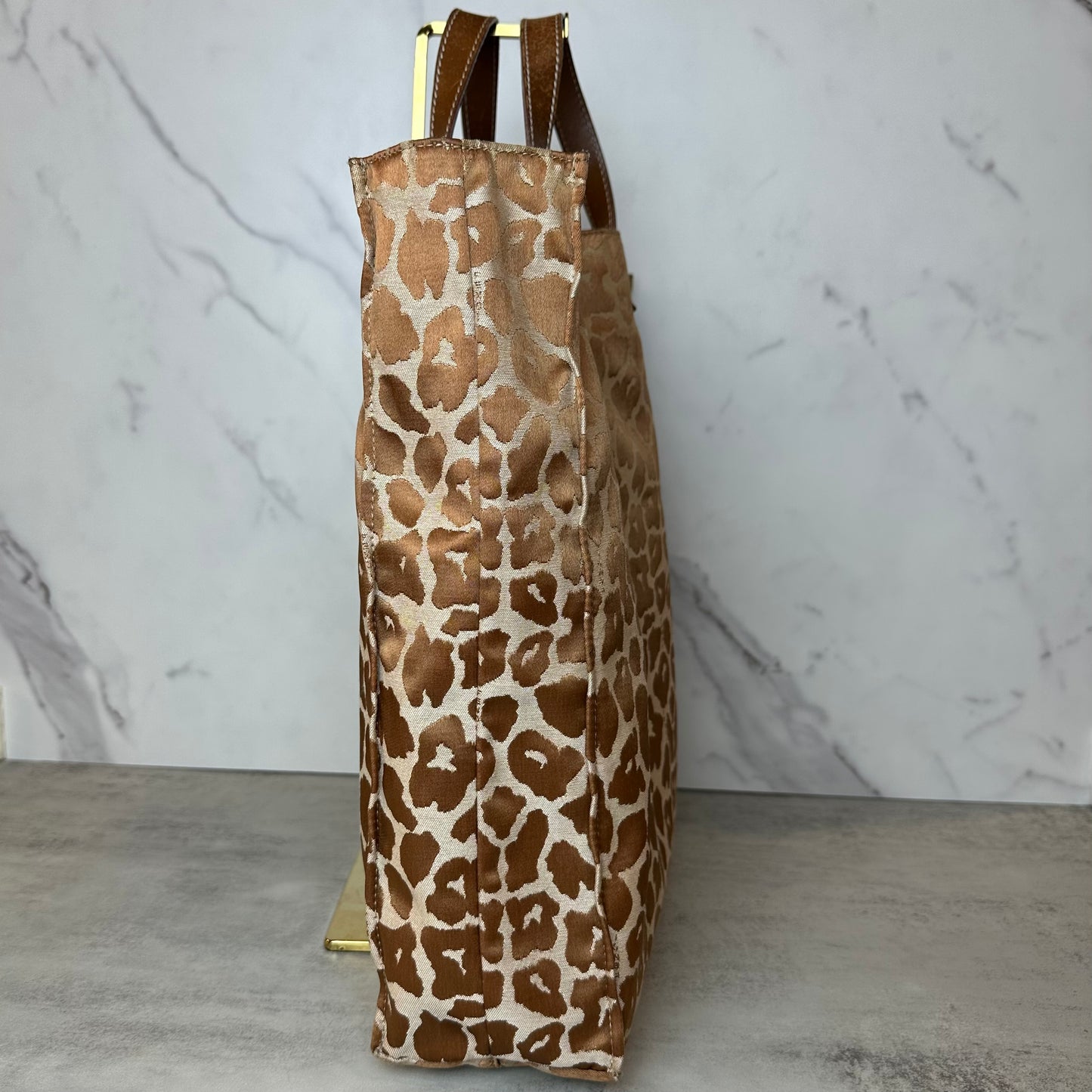 Fendi Leopard Jacquard Shopper Tote