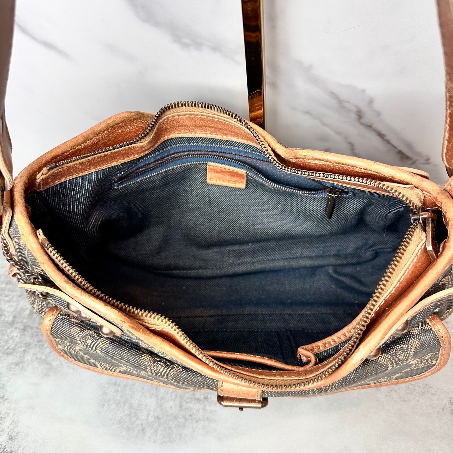 Céline Macadam Denim Shoulder Bag