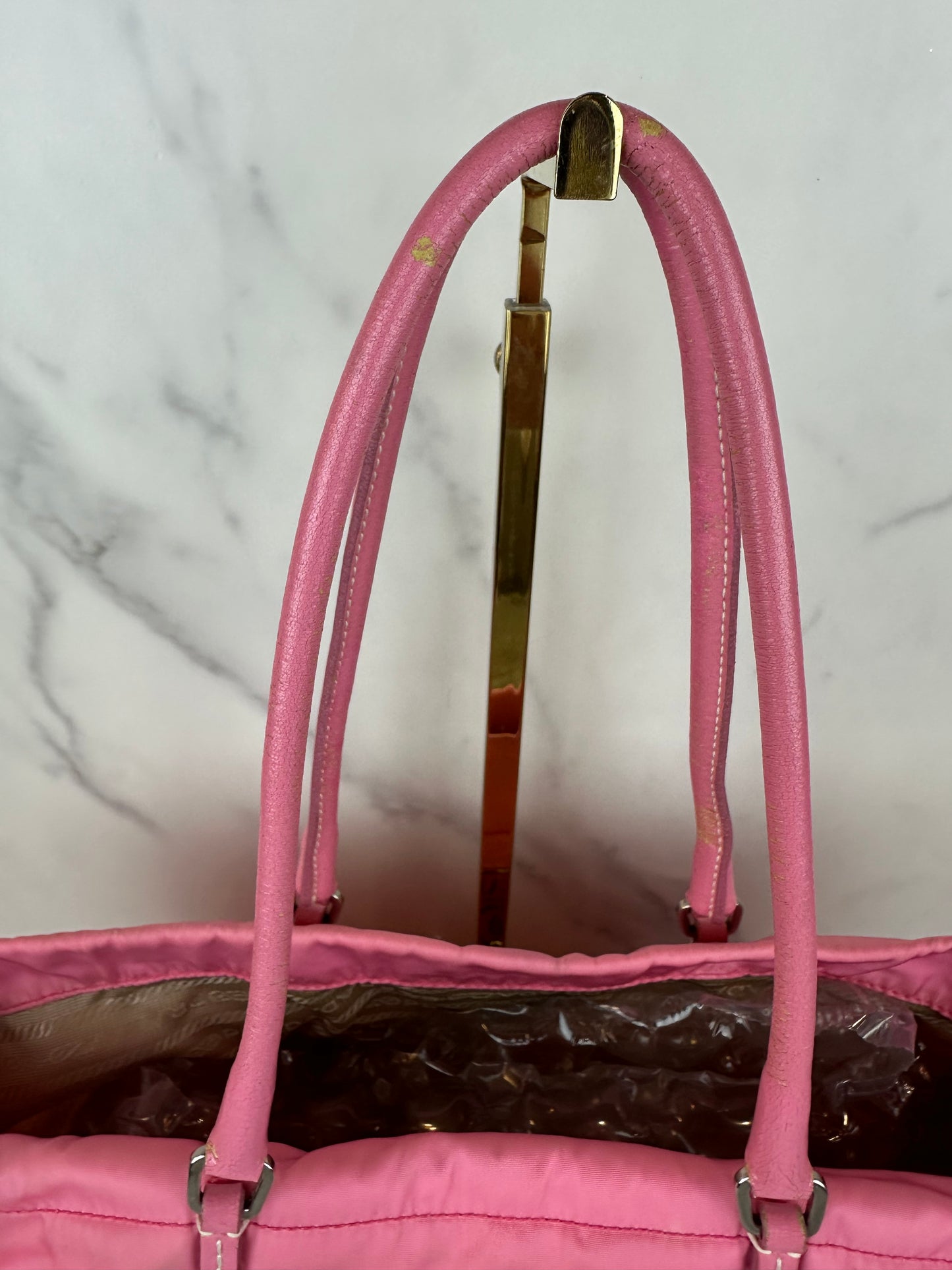 Prada Pink Nylon & Leather Tote