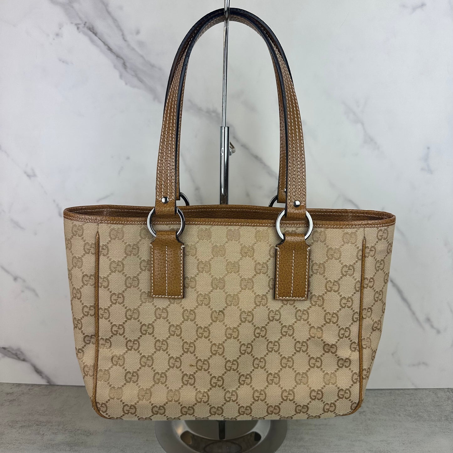 Gucci GG Monogram Canvas & Leather Tote