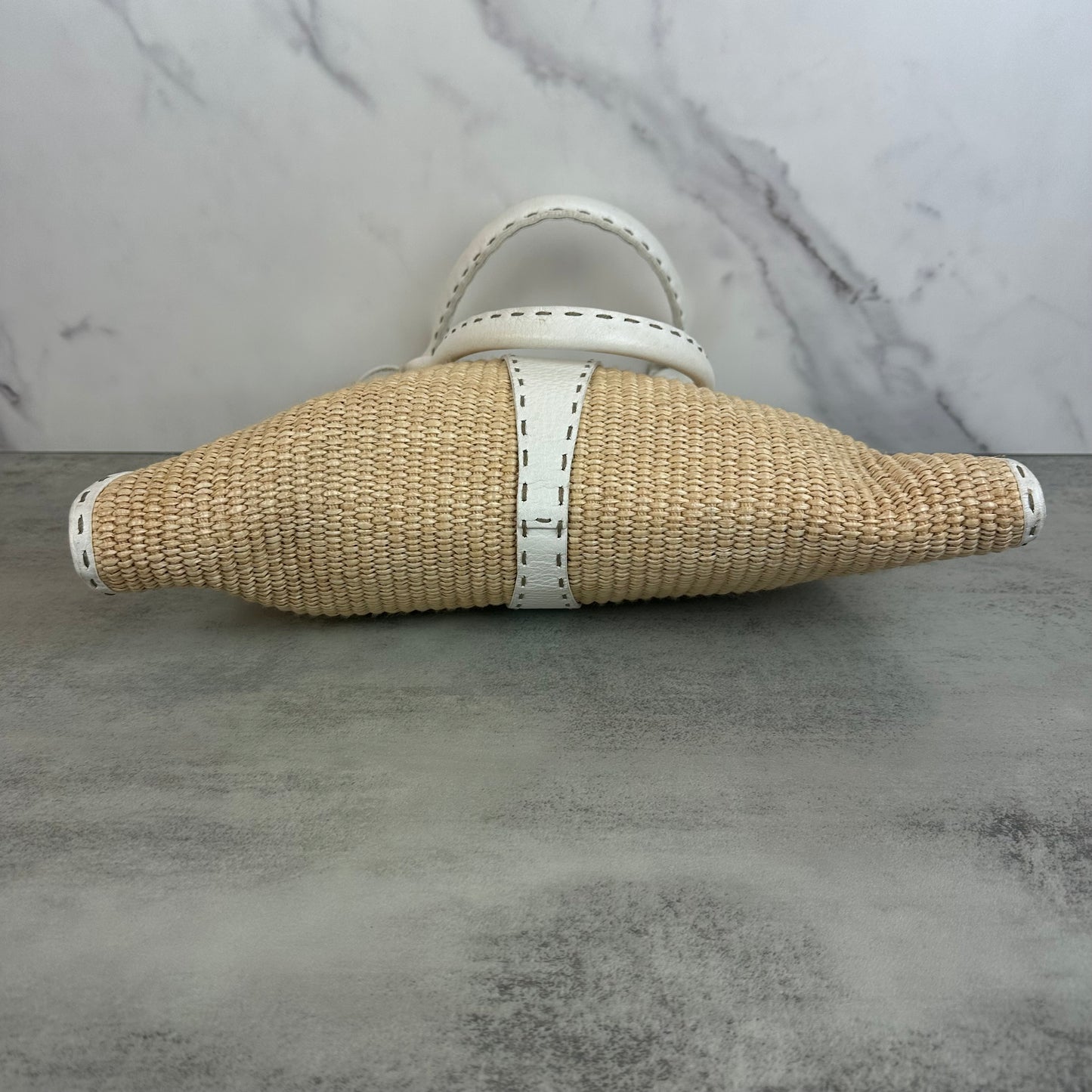 Fendi Small Raffia Selleria Trapezio Hobo Bag