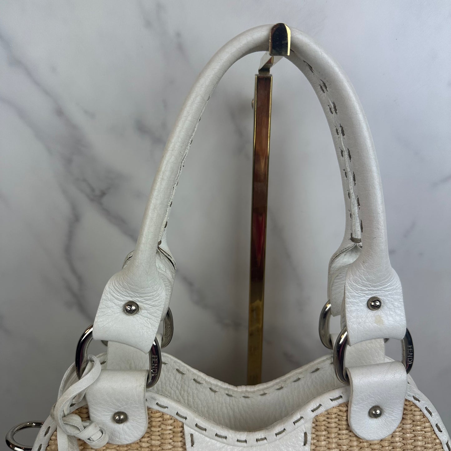 Fendi Small Raffia Selleria Trapezio Hobo Bag