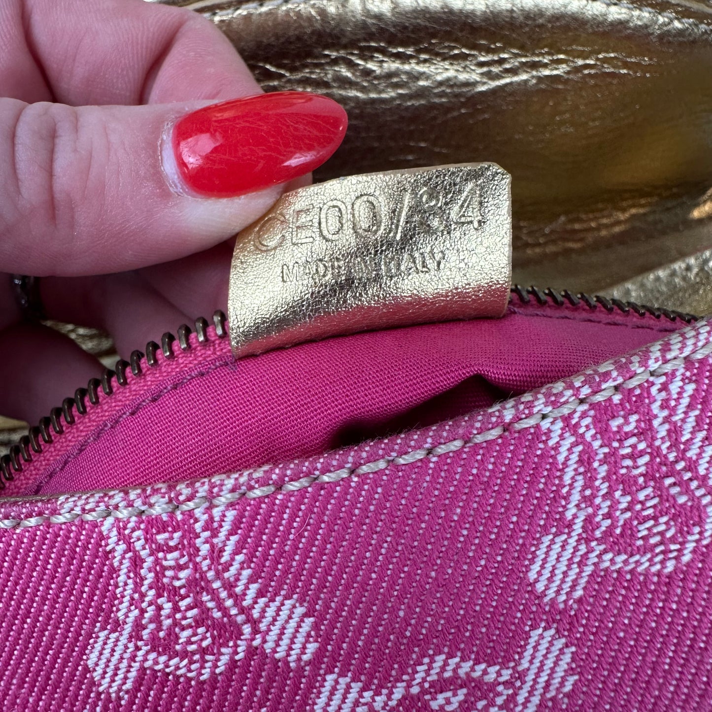 Celine Macadam Pink Denim Pochette