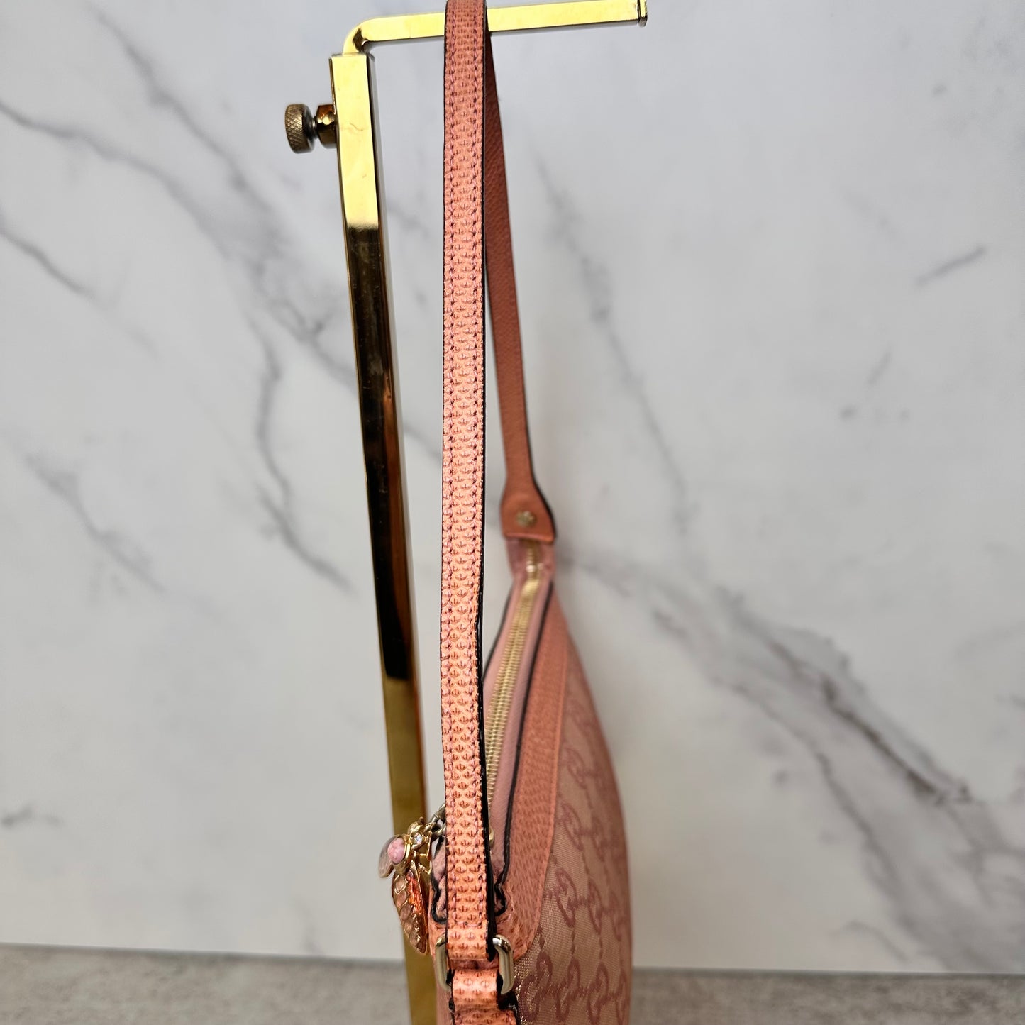 RARE Vintage Gucci Monogram Pochette with Bee Charm